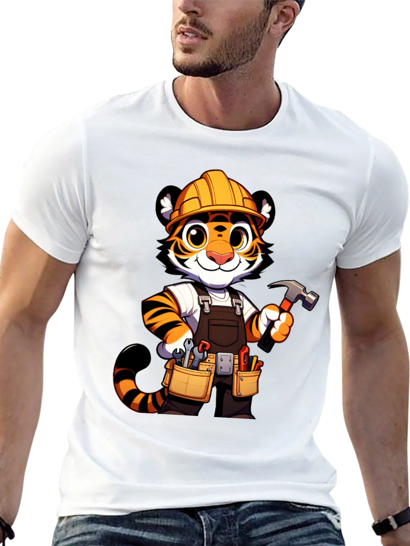 Cartoon Tiger Builder Graphic Tee