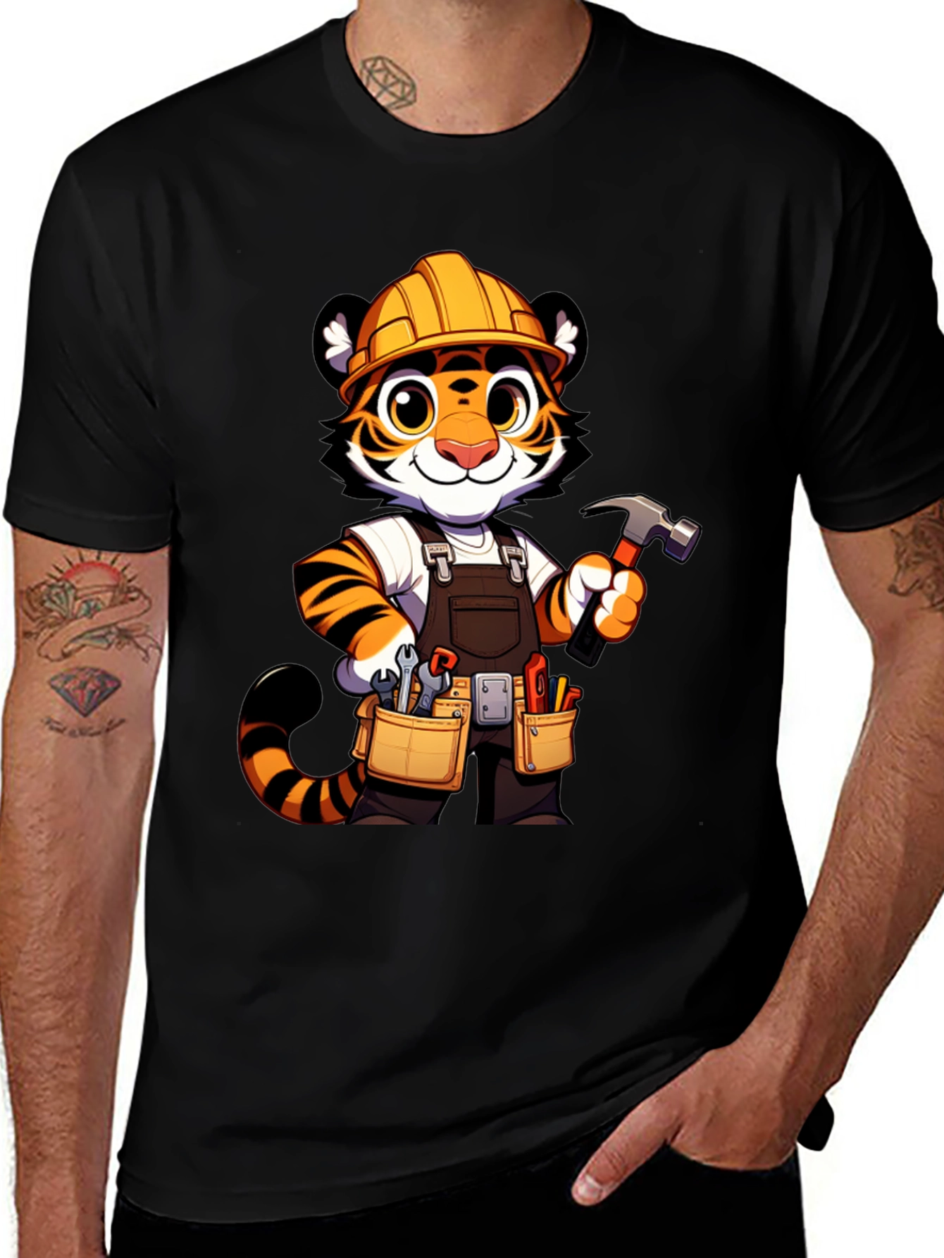 Cartoon Tiger Builder Graphic Tee
