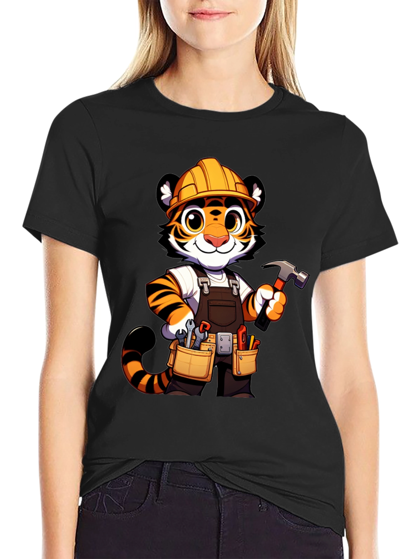 Cartoon Tiger Builder Graphic Tee