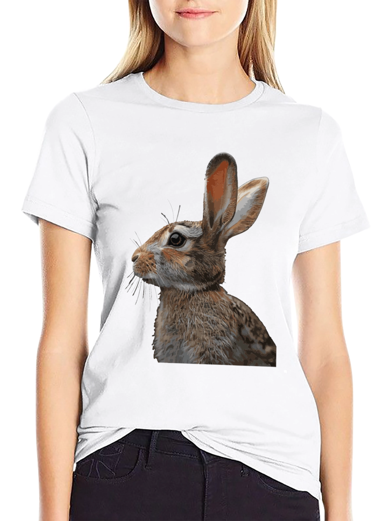 Rabbit Graphic T-Shirt - Black Cotton Tee