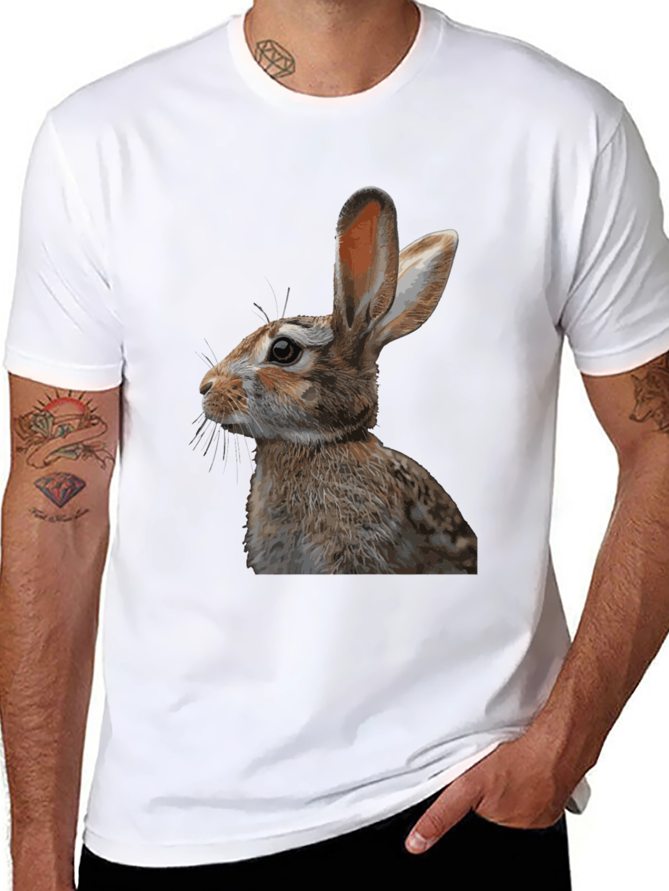 Rabbit Graphic T-Shirt - Black Cotton Tee