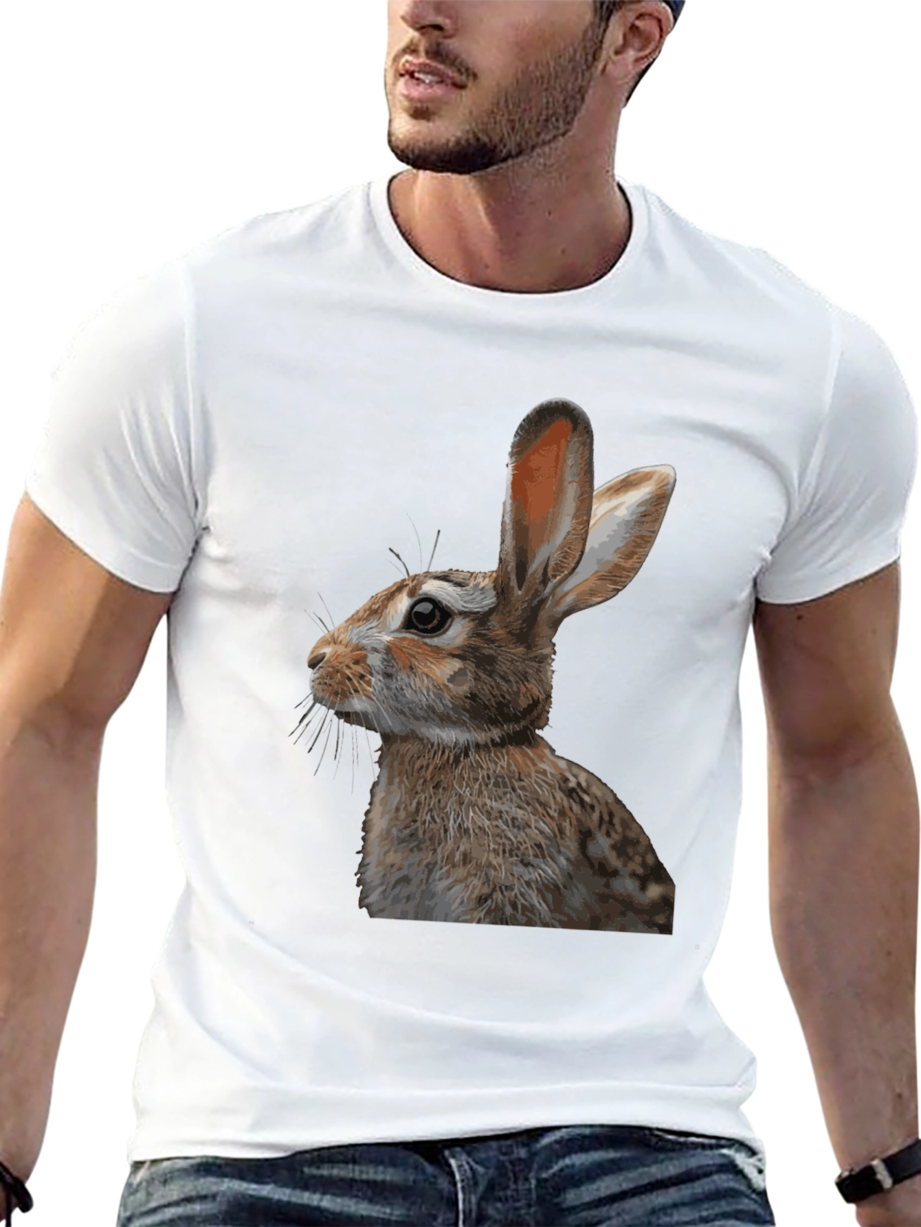 Rabbit Graphic T-Shirt - Black Cotton Tee