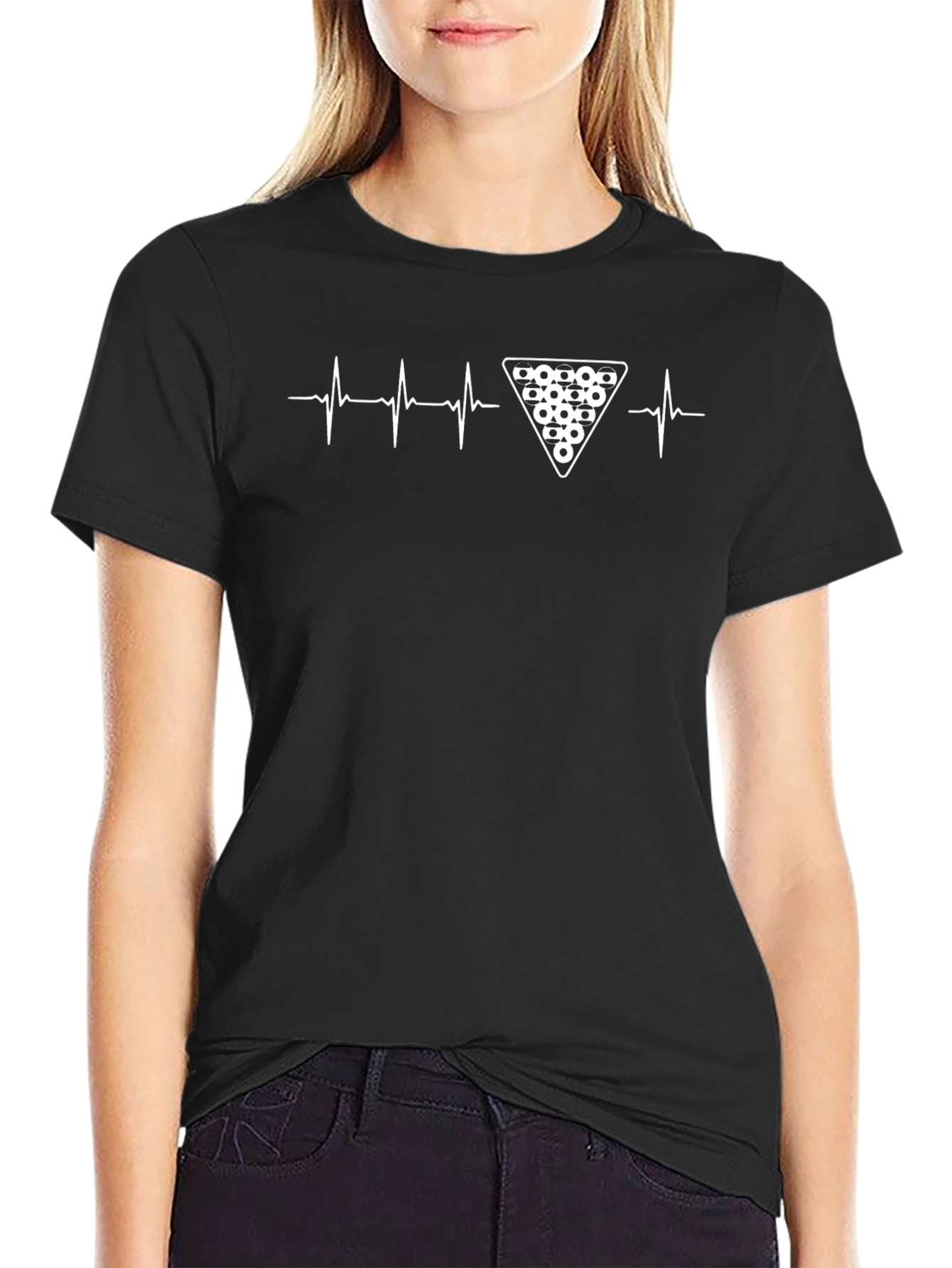 Billiard Heartbeat T-Shirt - Black Cotton Tee