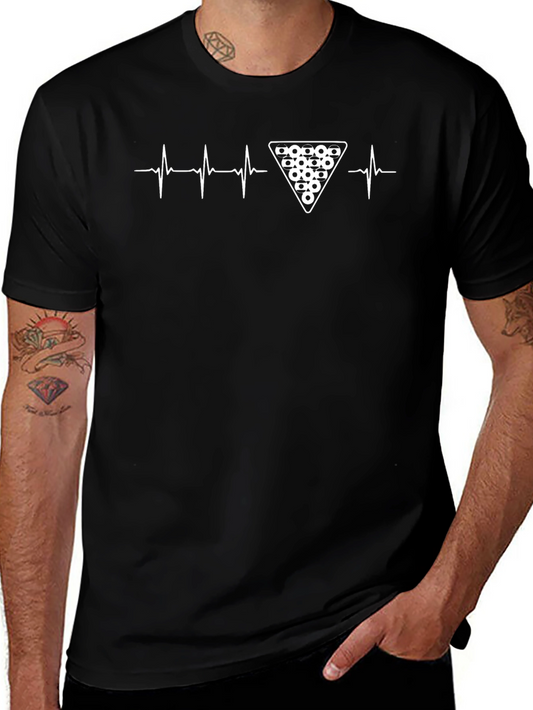 Billiard Heartbeat T-Shirt - Black Cotton Tee
