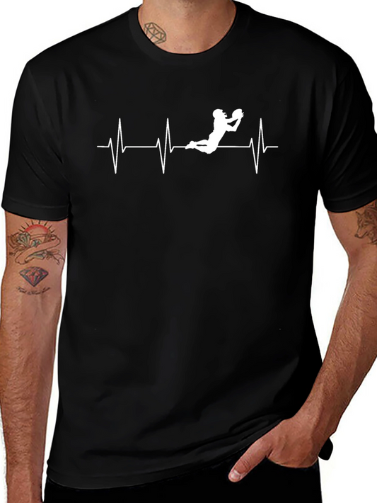 Football Heartbeat T-Shirt - Black