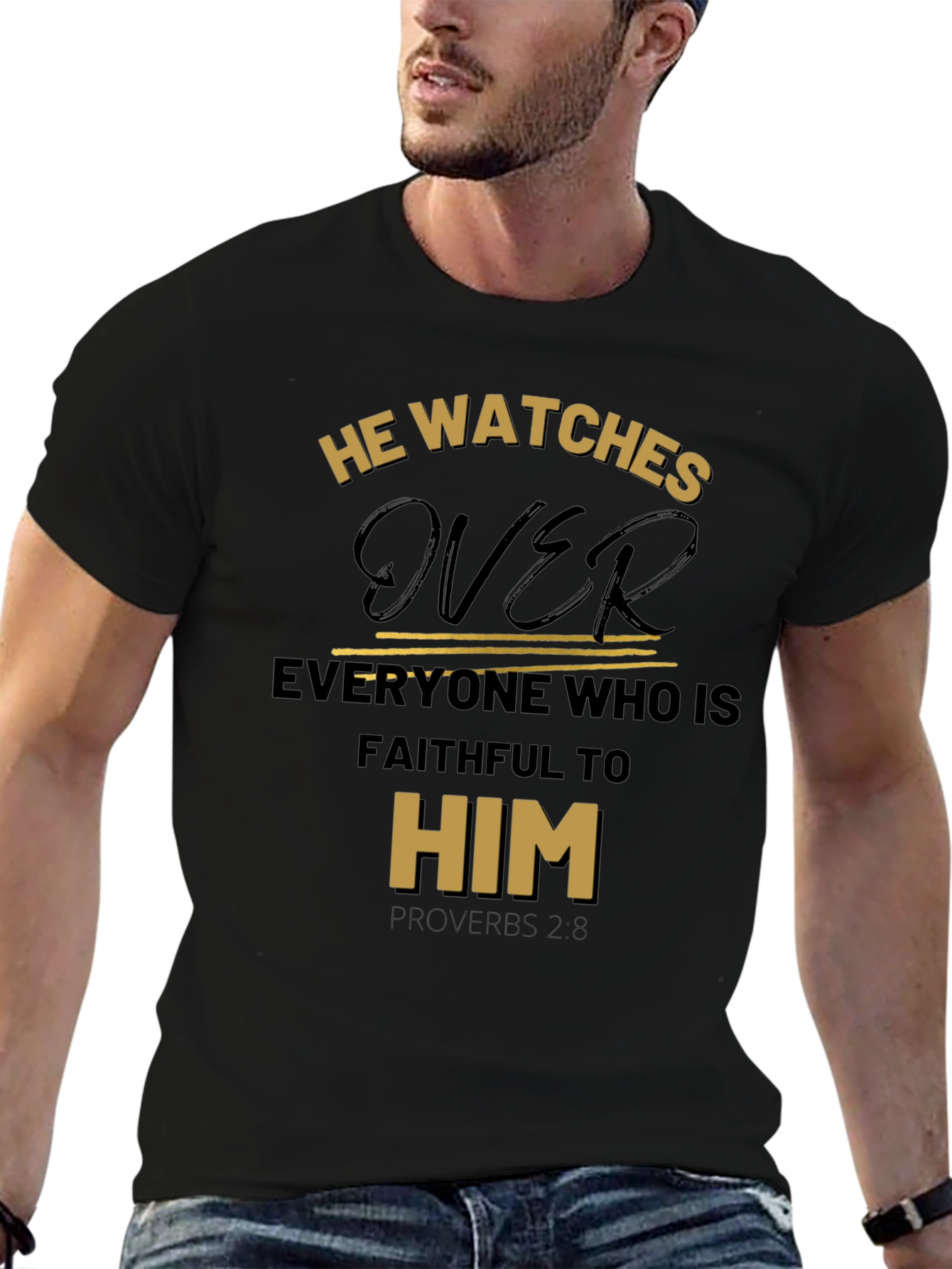 He Watches Over Black Christian T-Shirt