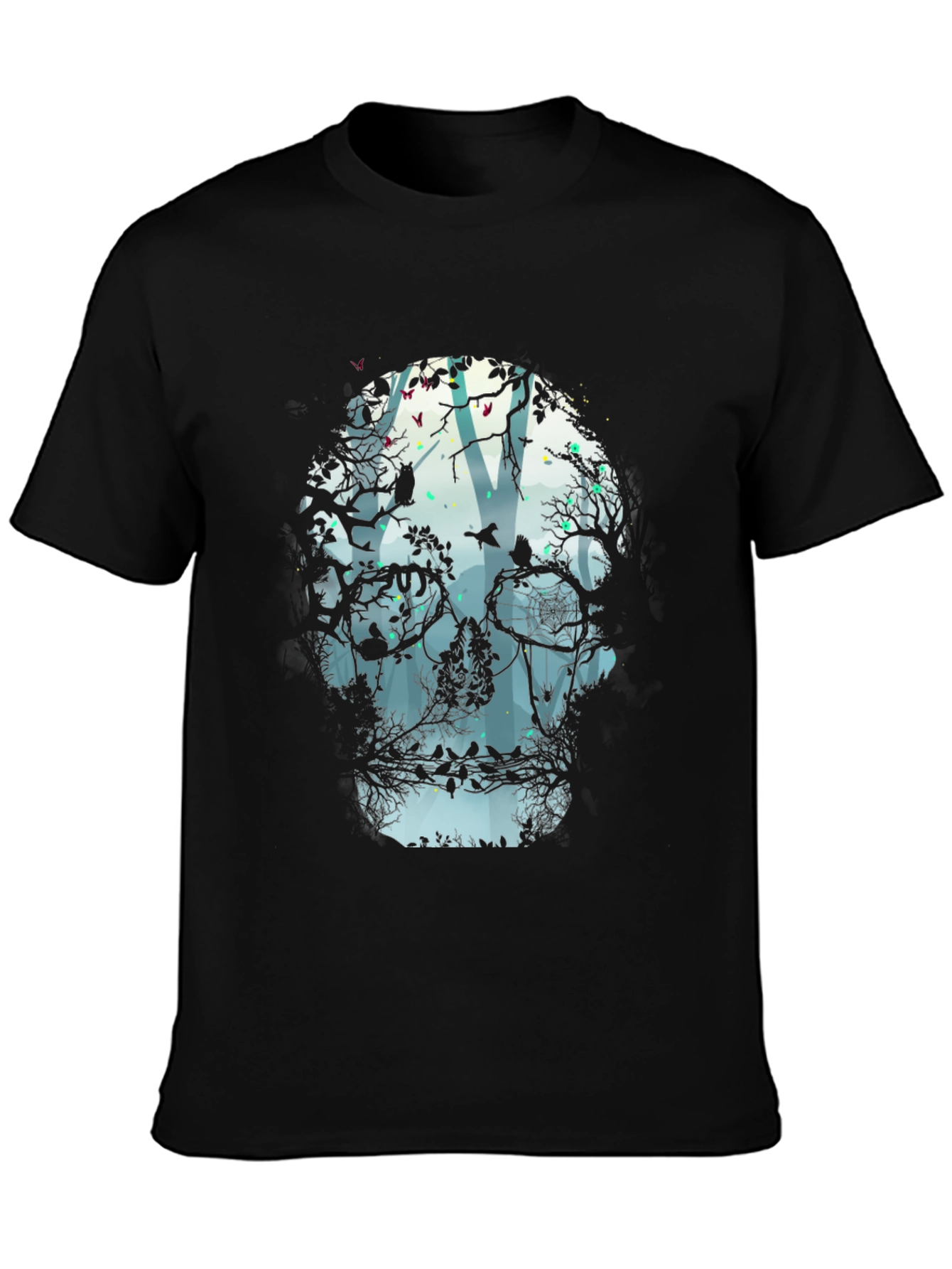 Skull Forest Graphic Tee - Black Unisex Shirt