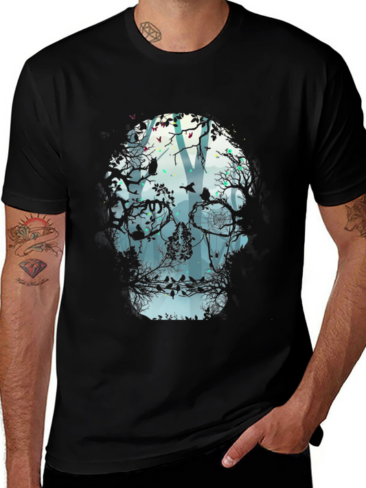 Skull Forest Graphic Tee - Black Unisex Shirt