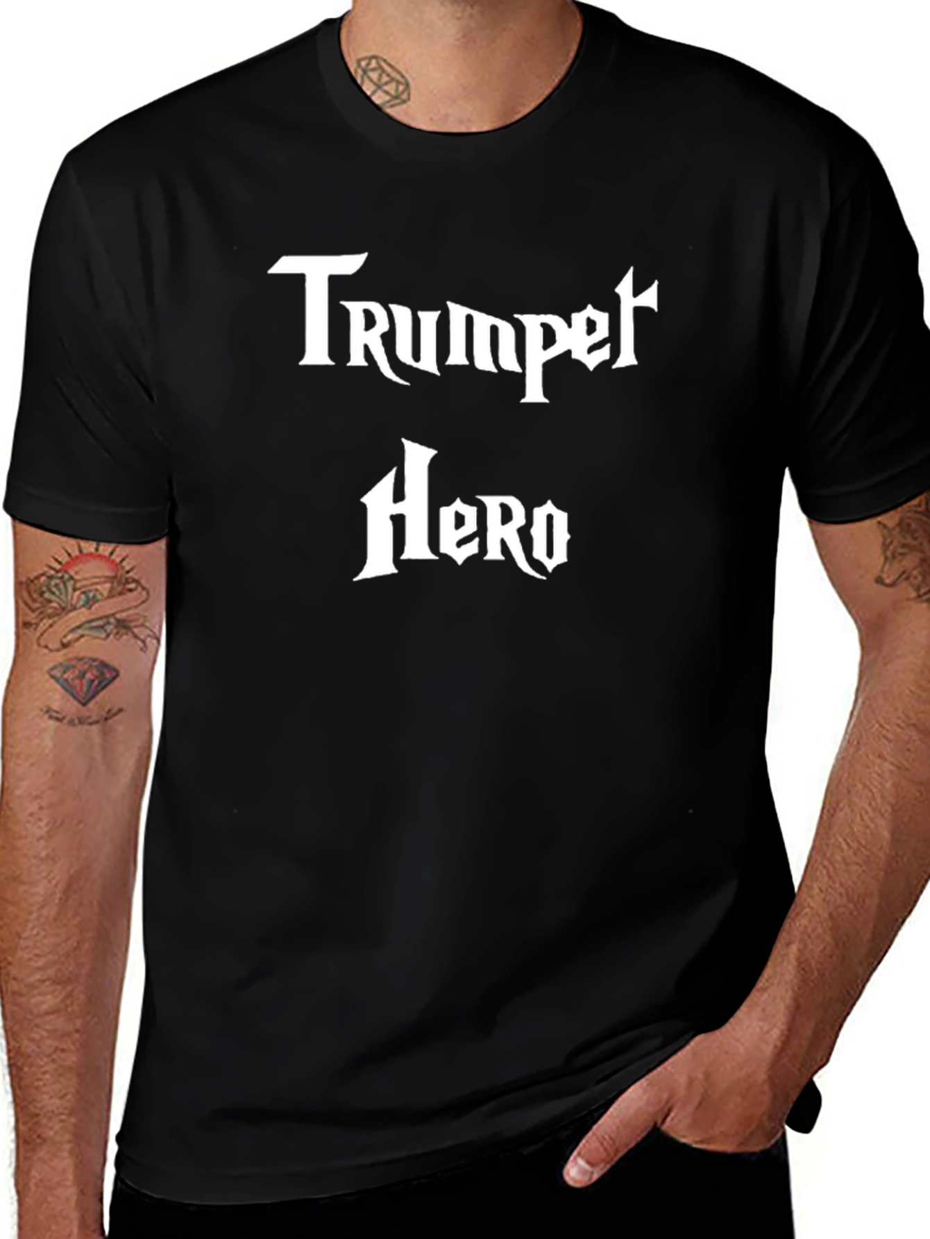 Trumpet Hero Graphic T-Shirt - Black
