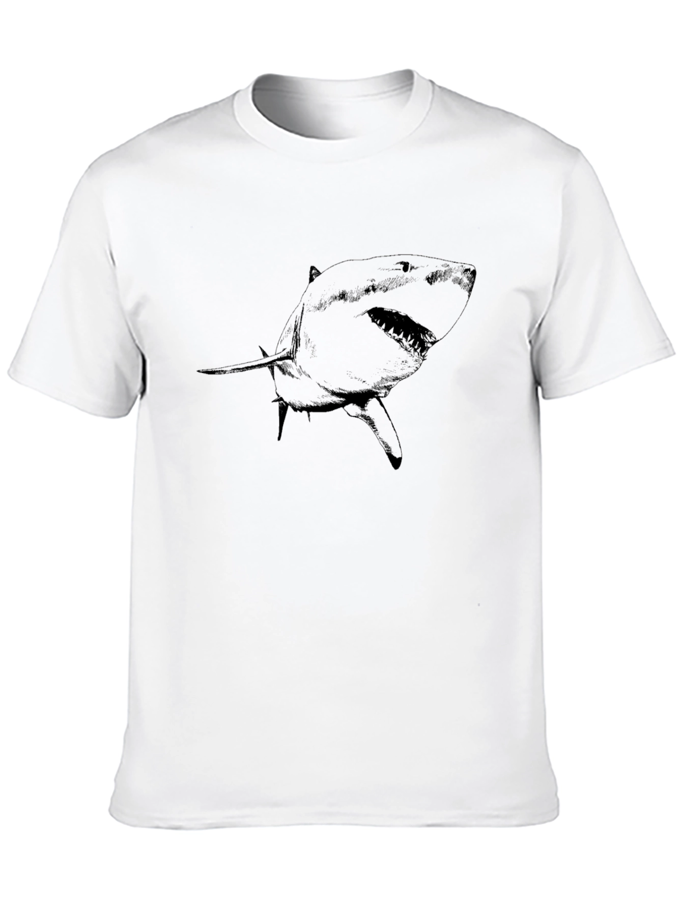 Shark Graphic Print T-Shirt - Black