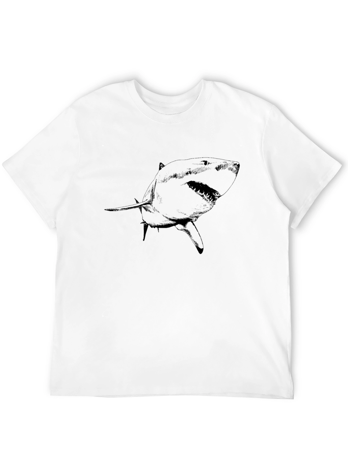 Shark Graphic Print T-Shirt - Black