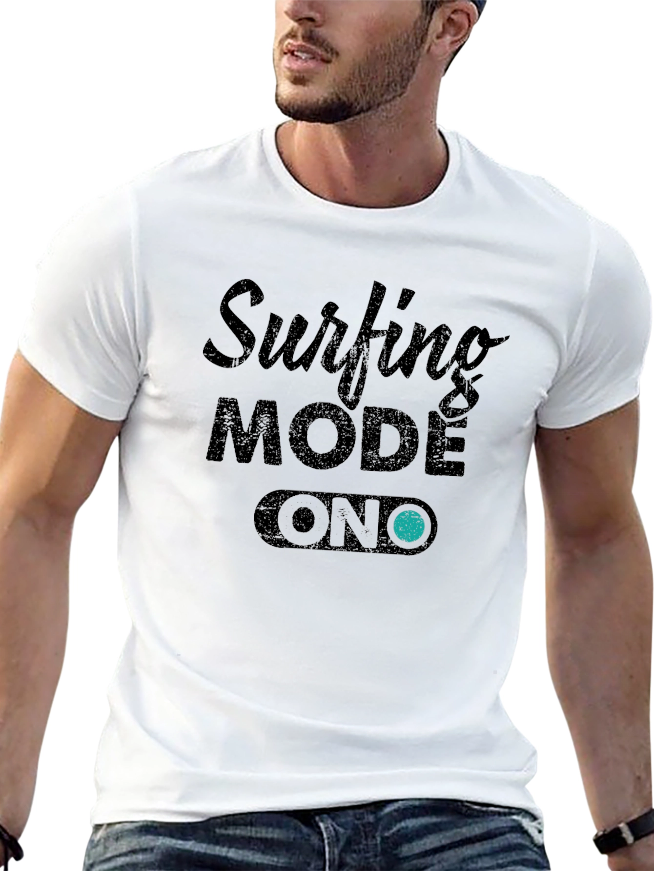 Surfing Mode ON Black Graphic Tee