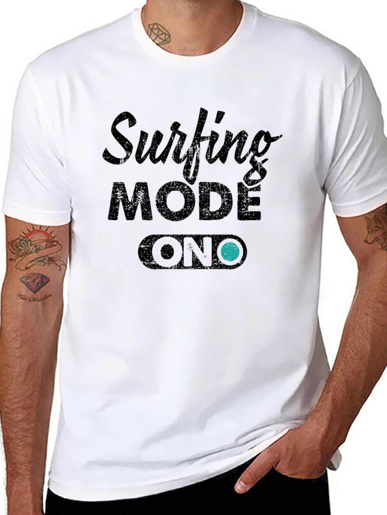 Surfing Mode ON Black Graphic Tee