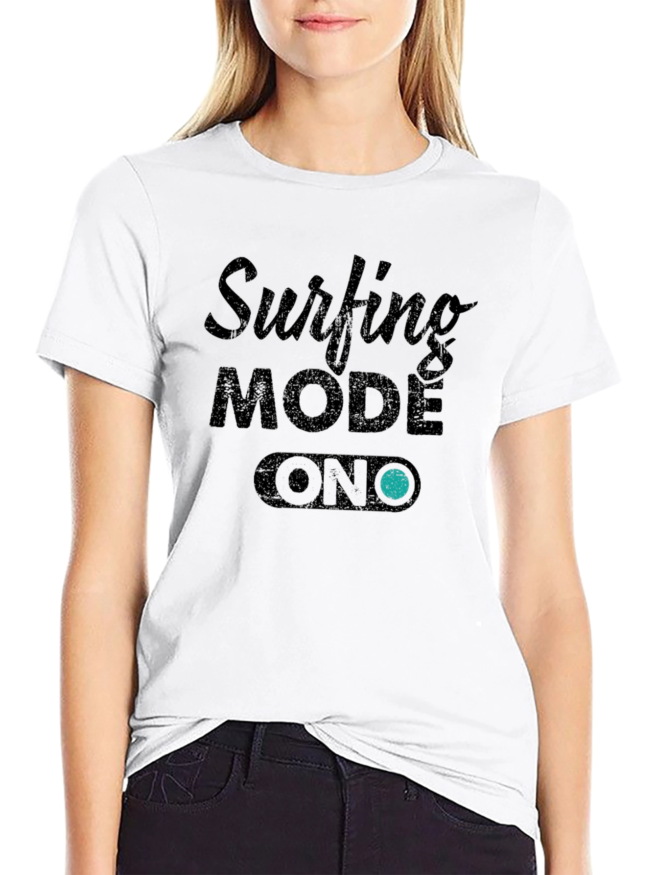 Surfing Mode ON Black Graphic Tee