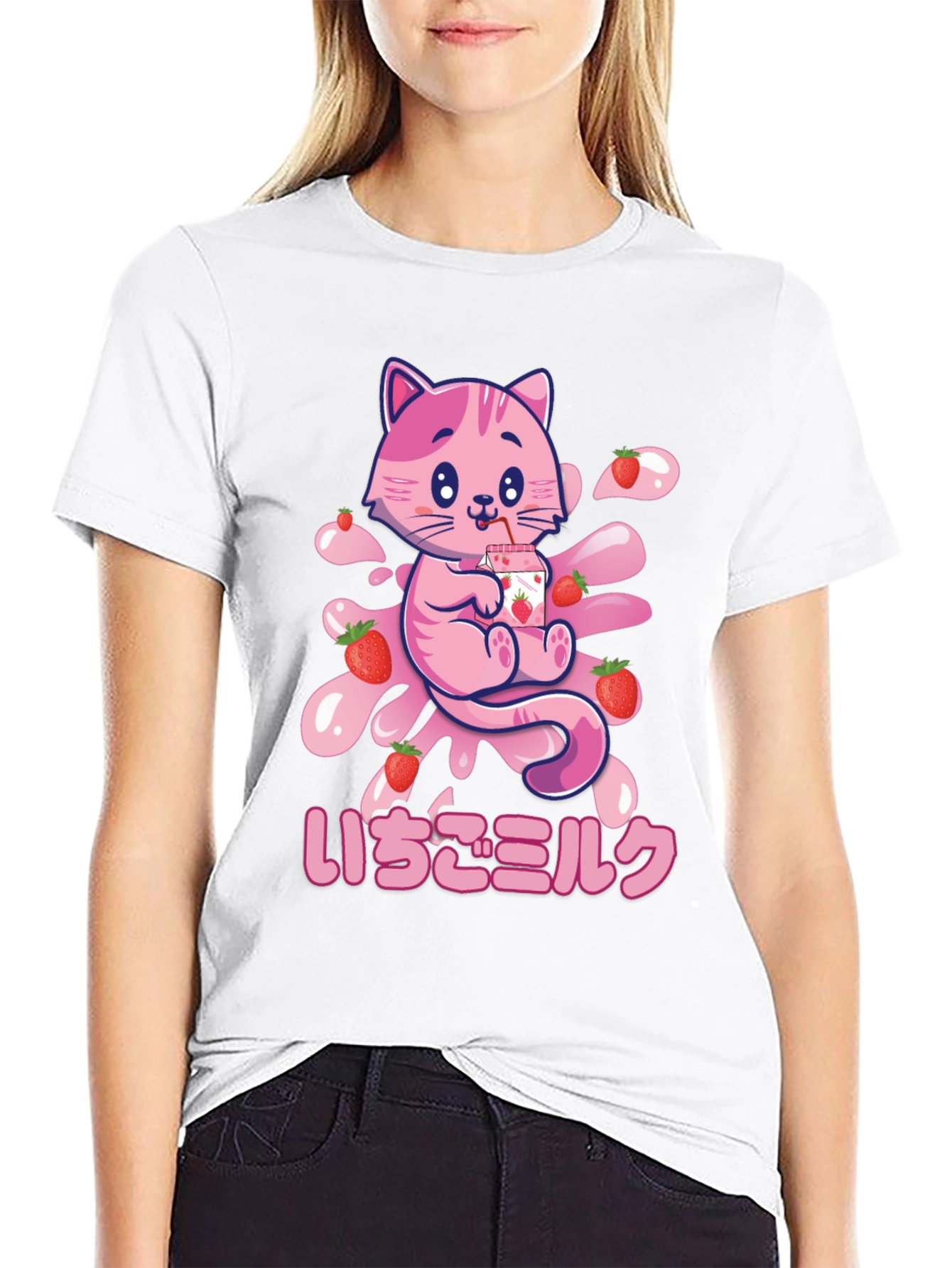 Strawberry Milk Cat Graphic Tee
