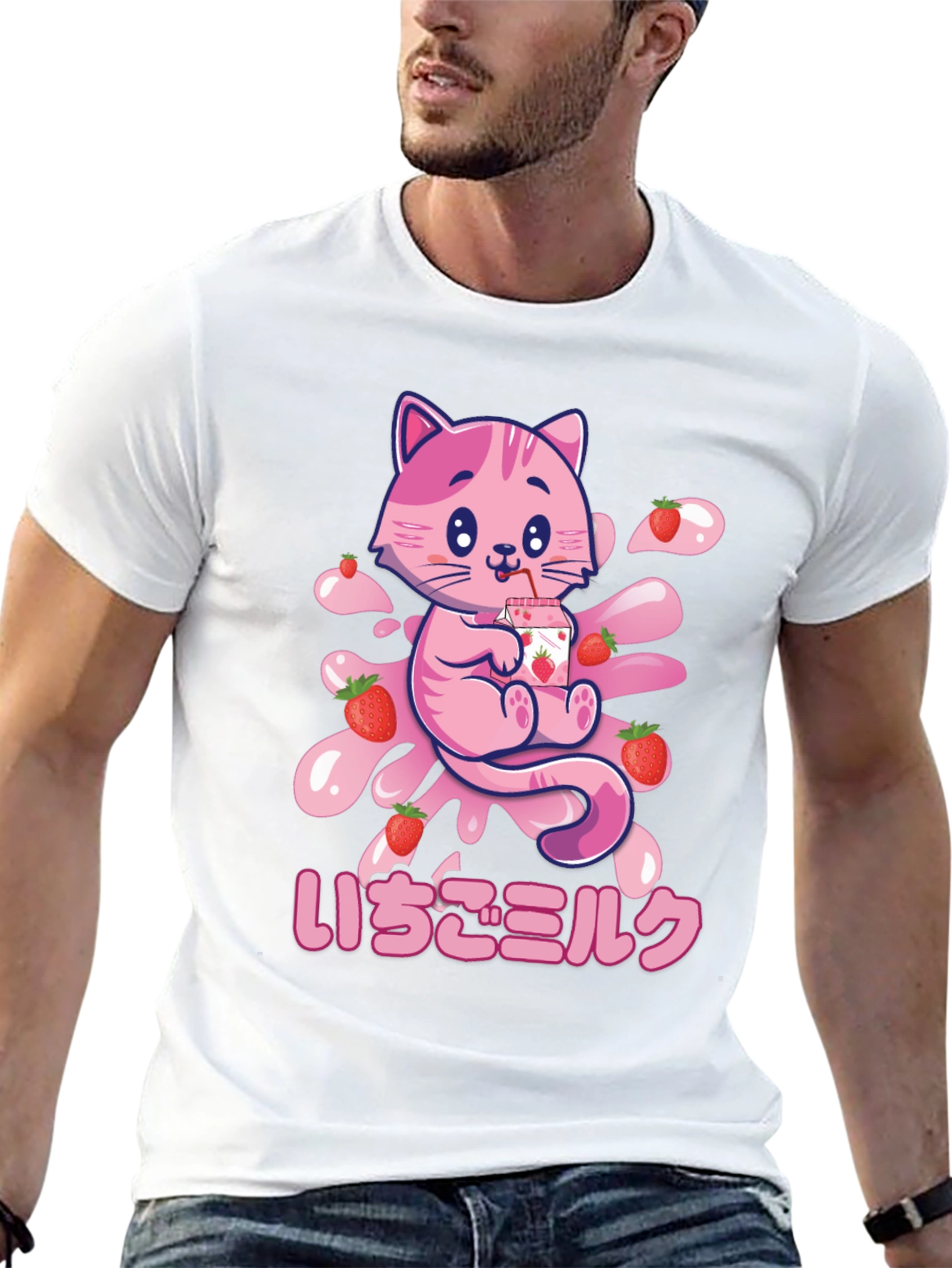 Strawberry Milk Cat Graphic Tee