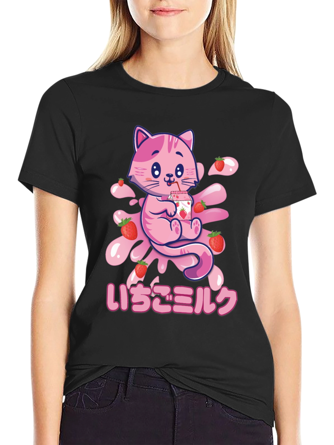 Strawberry Milk Cat Graphic Tee
