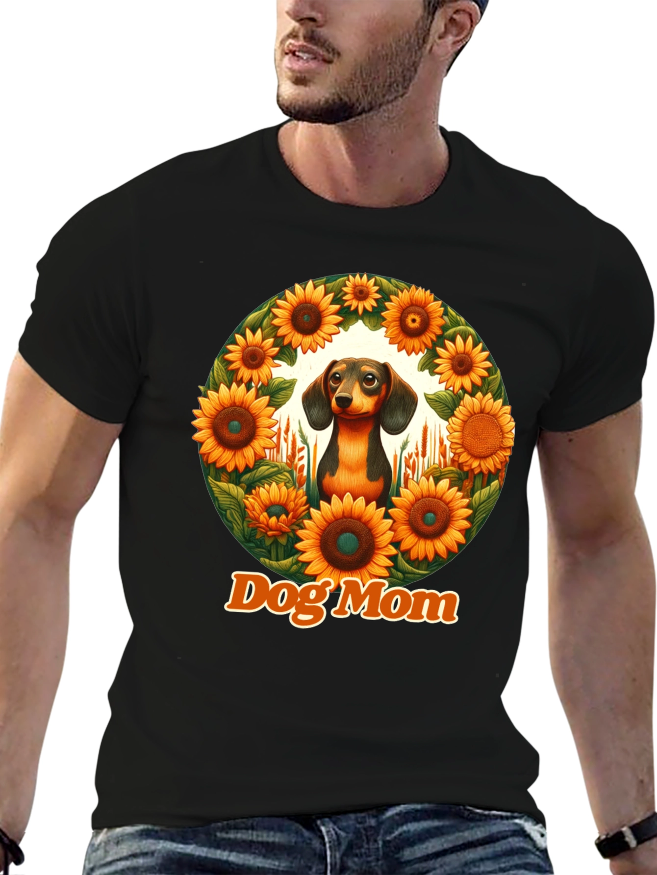 Dog Mom Dachshund Sunflower T-Shirt