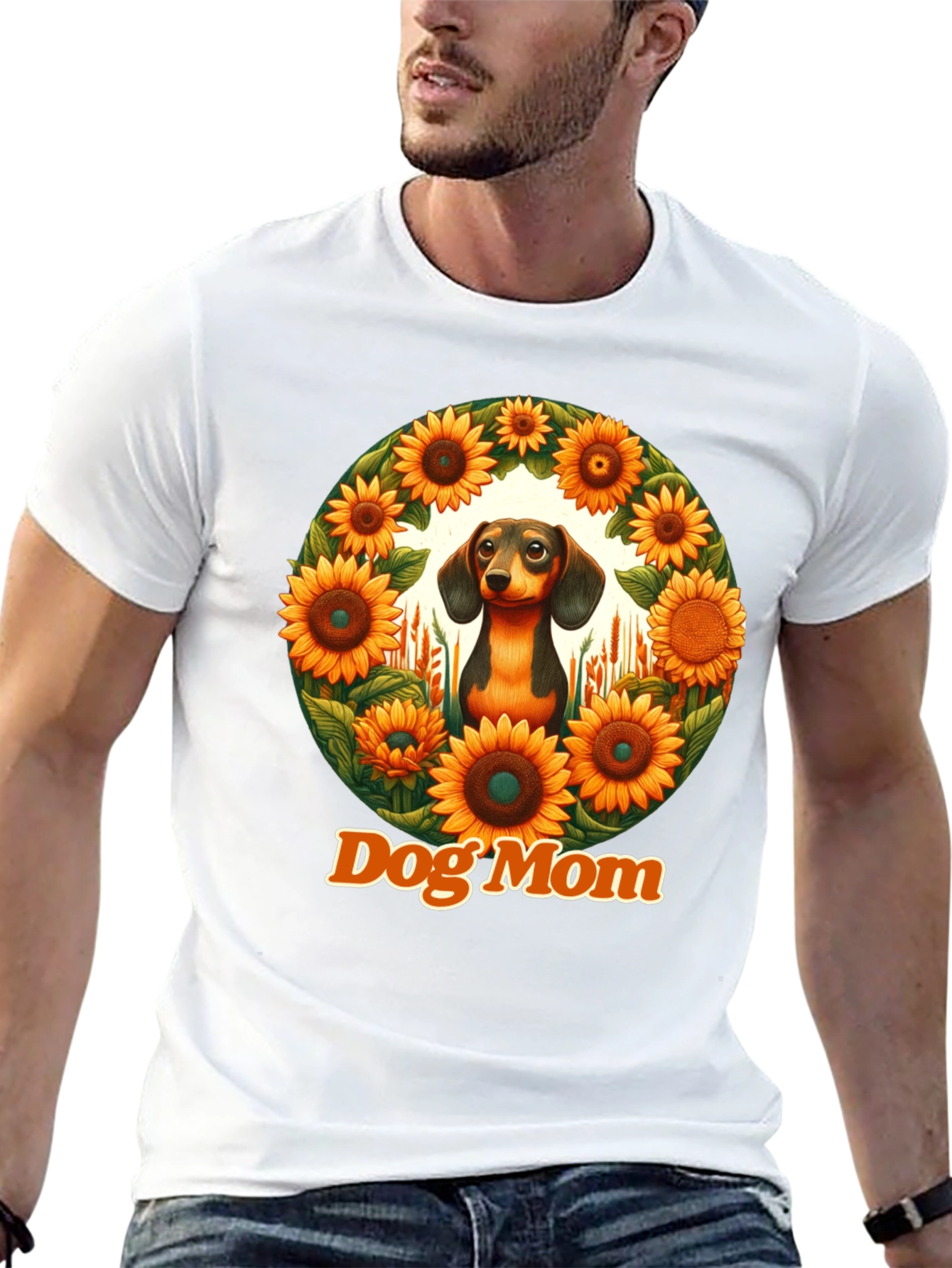 Dog Mom Dachshund Sunflower T-Shirt