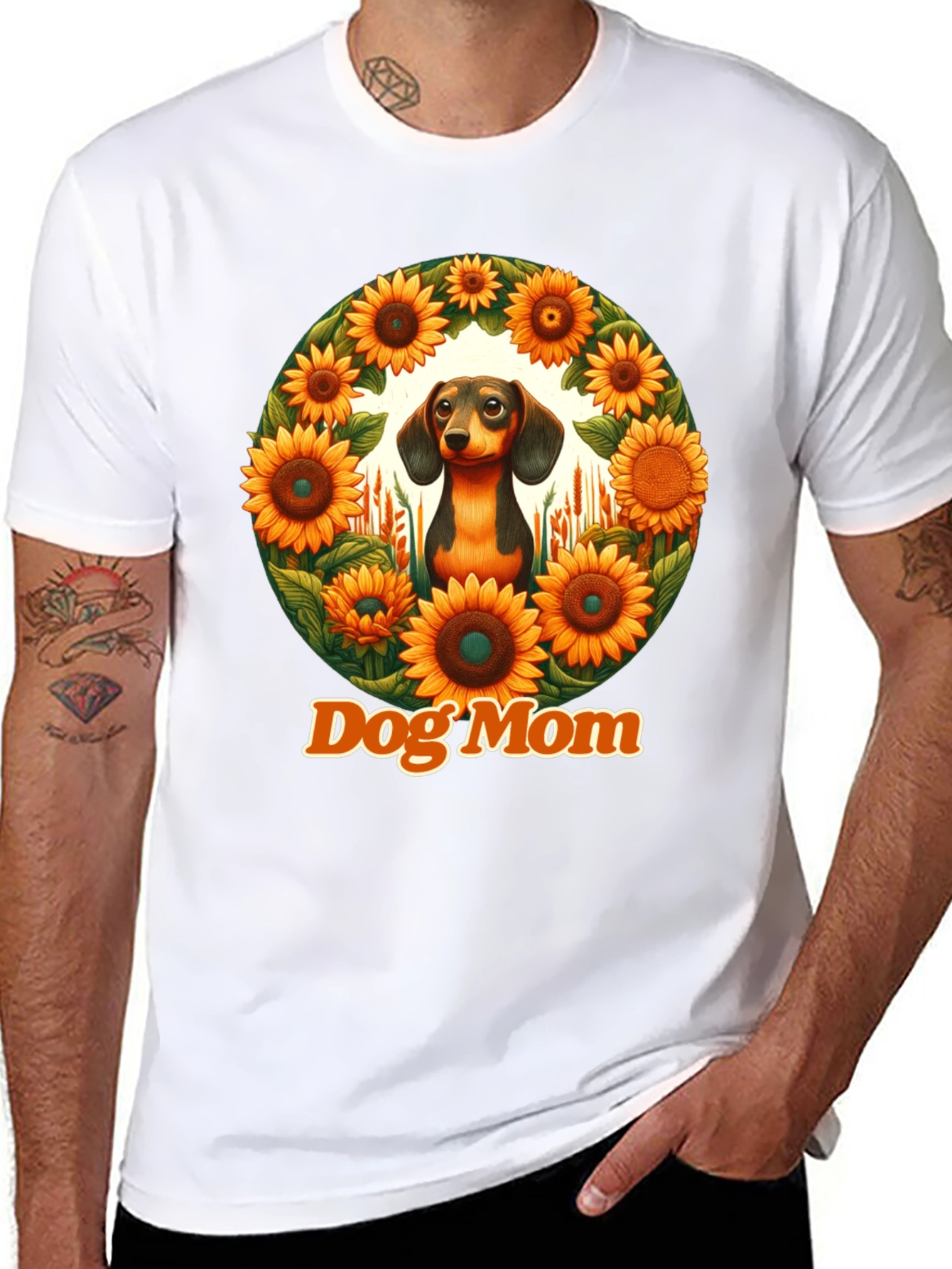 Dog Mom Dachshund Sunflower T-Shirt