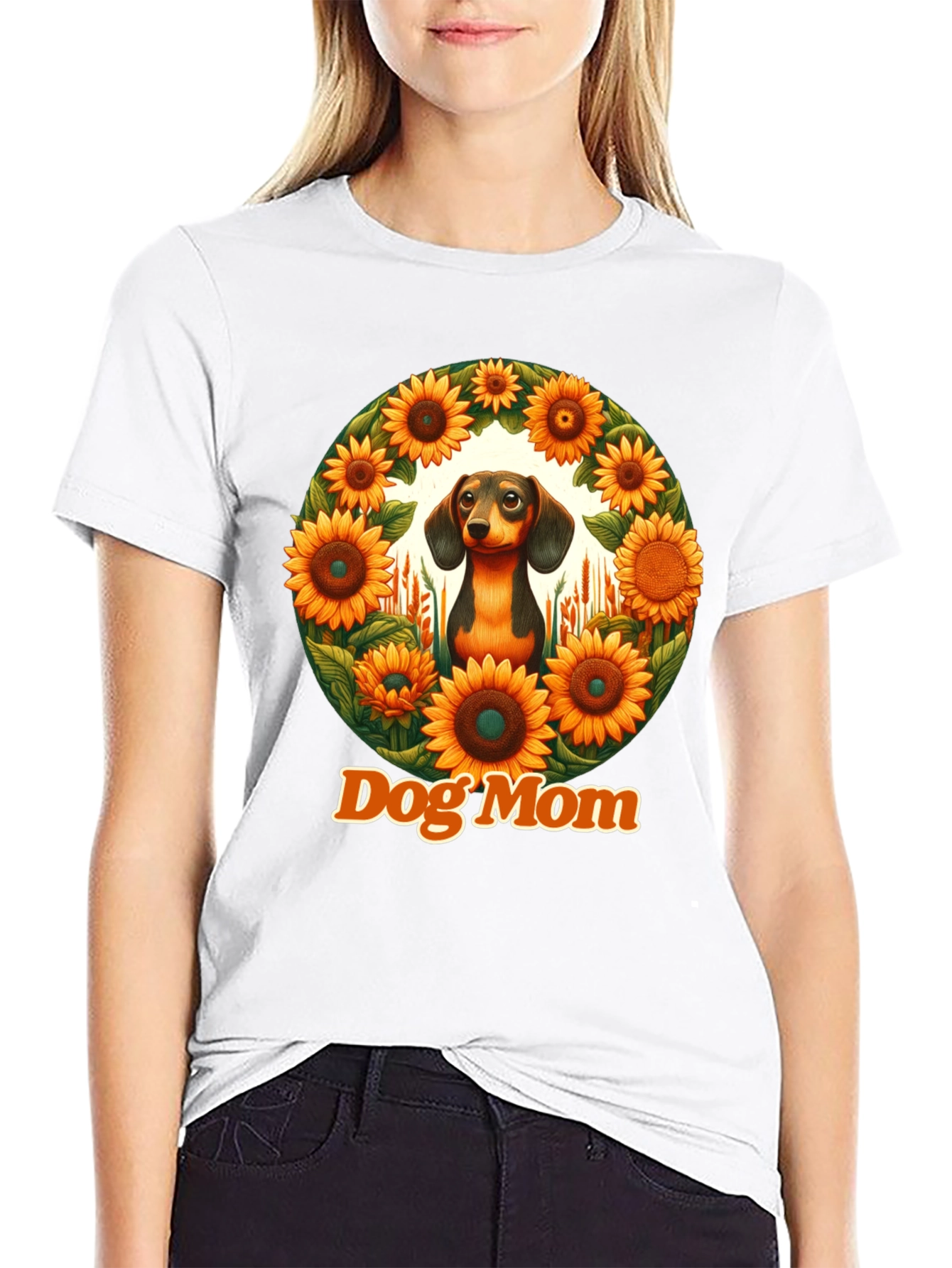 Dog Mom Dachshund Sunflower T-Shirt