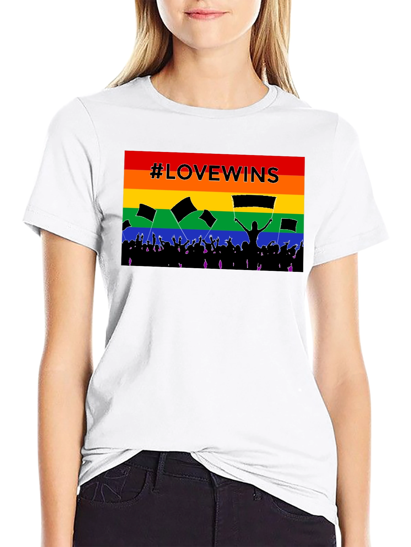 #LoveWins Rainbow Pride Graphic Tee - Black