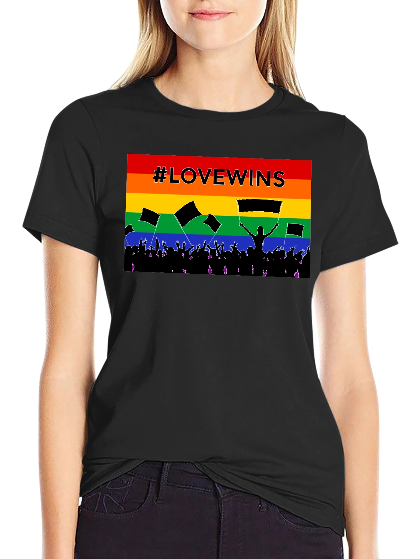 #LoveWins Rainbow Pride Graphic Tee - Black