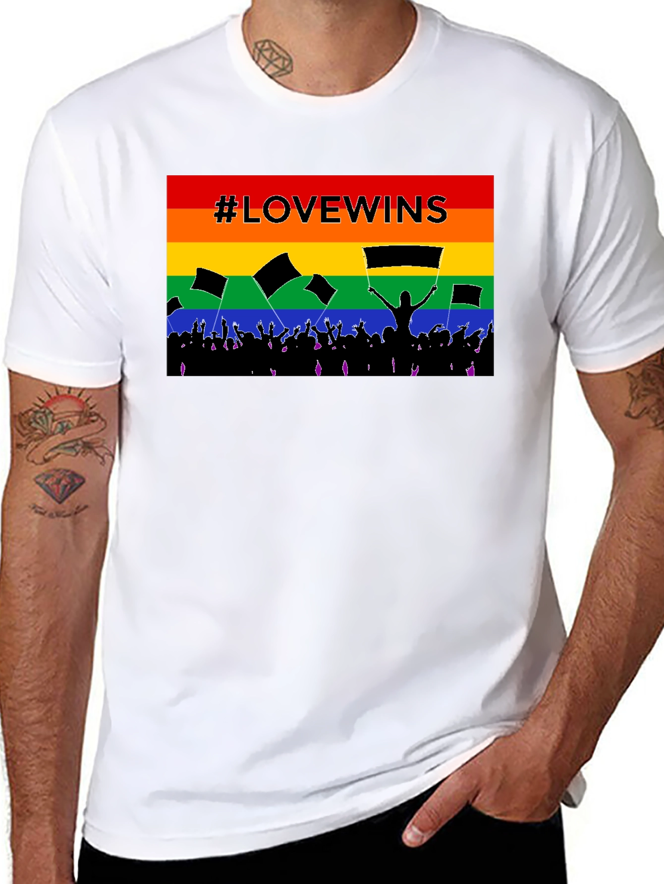 #LoveWins Rainbow Pride Graphic Tee - Black