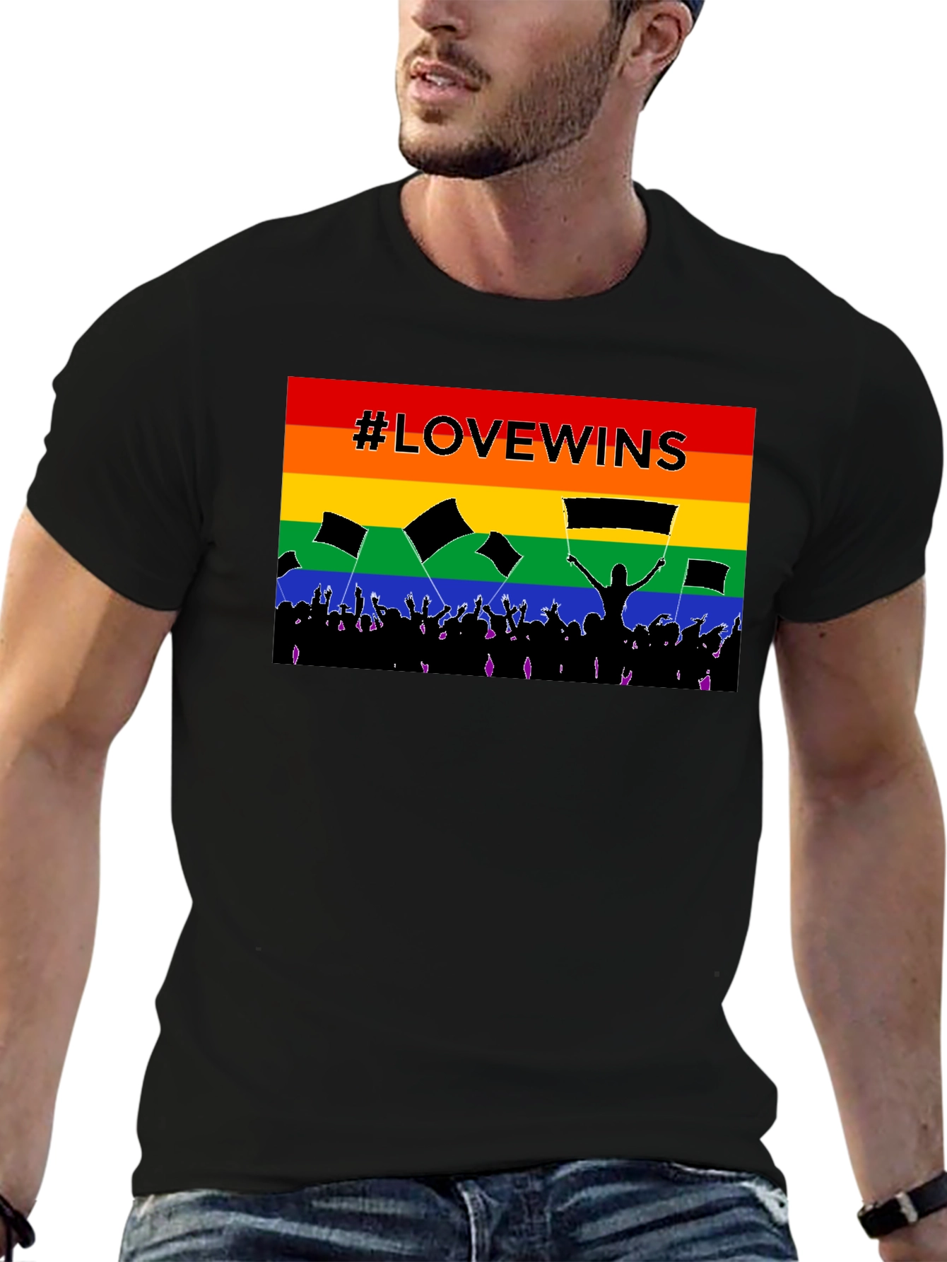 #LoveWins Rainbow Pride Graphic Tee - Black