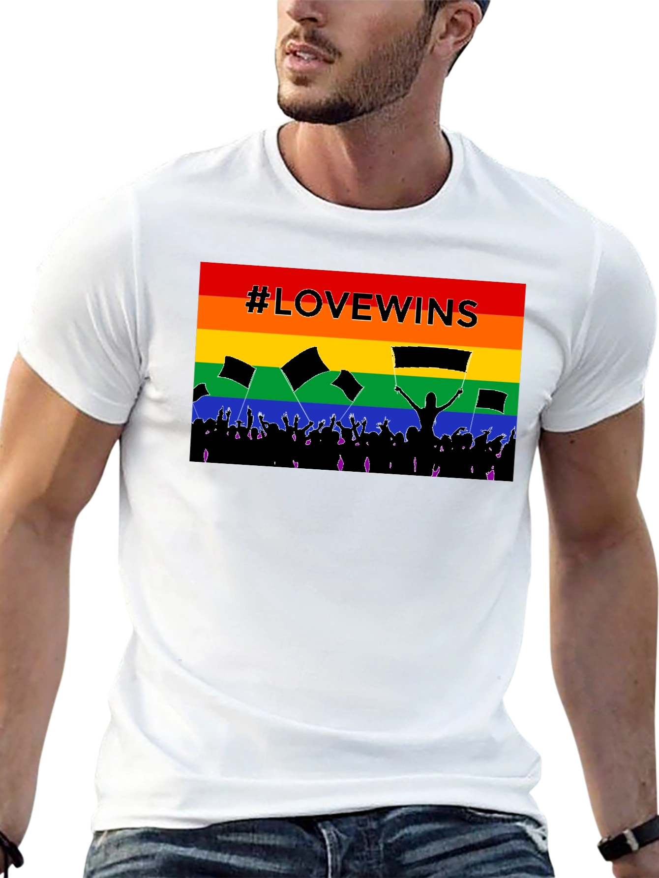 #LoveWins Rainbow Pride Graphic Tee - Black