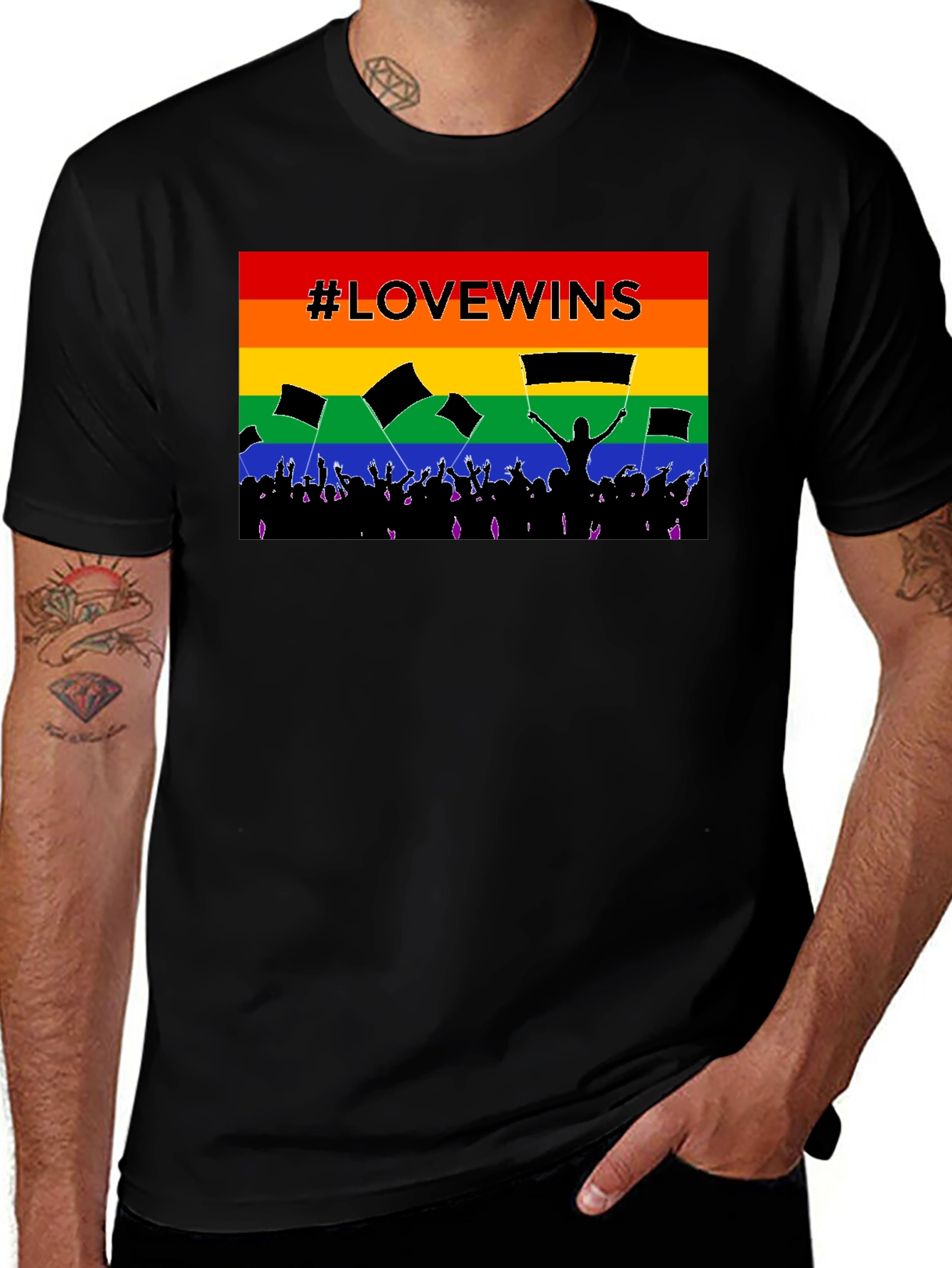 #LoveWins Rainbow Pride Graphic Tee - Black