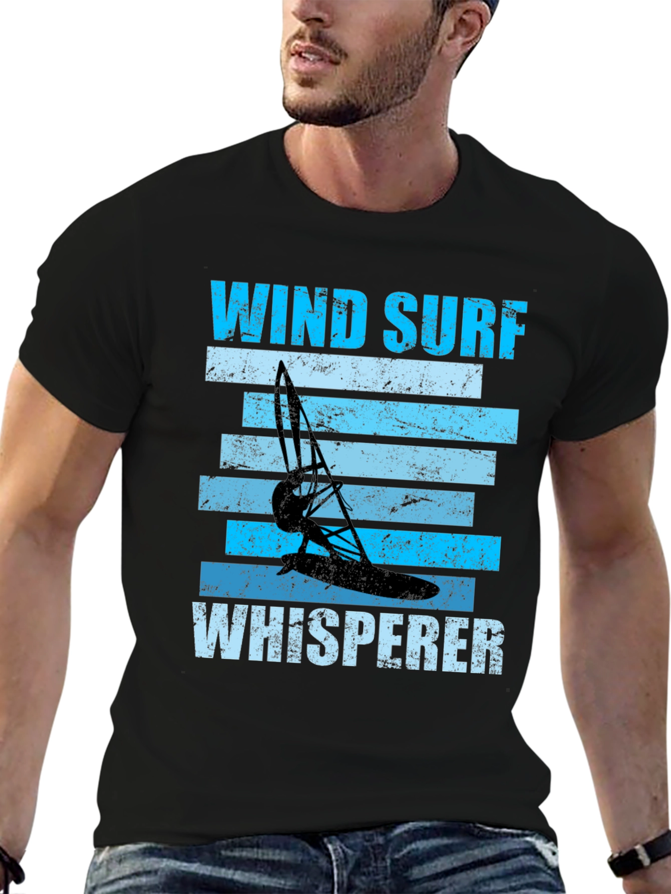 Wind Surf Whisperer Graphic Tee - Black