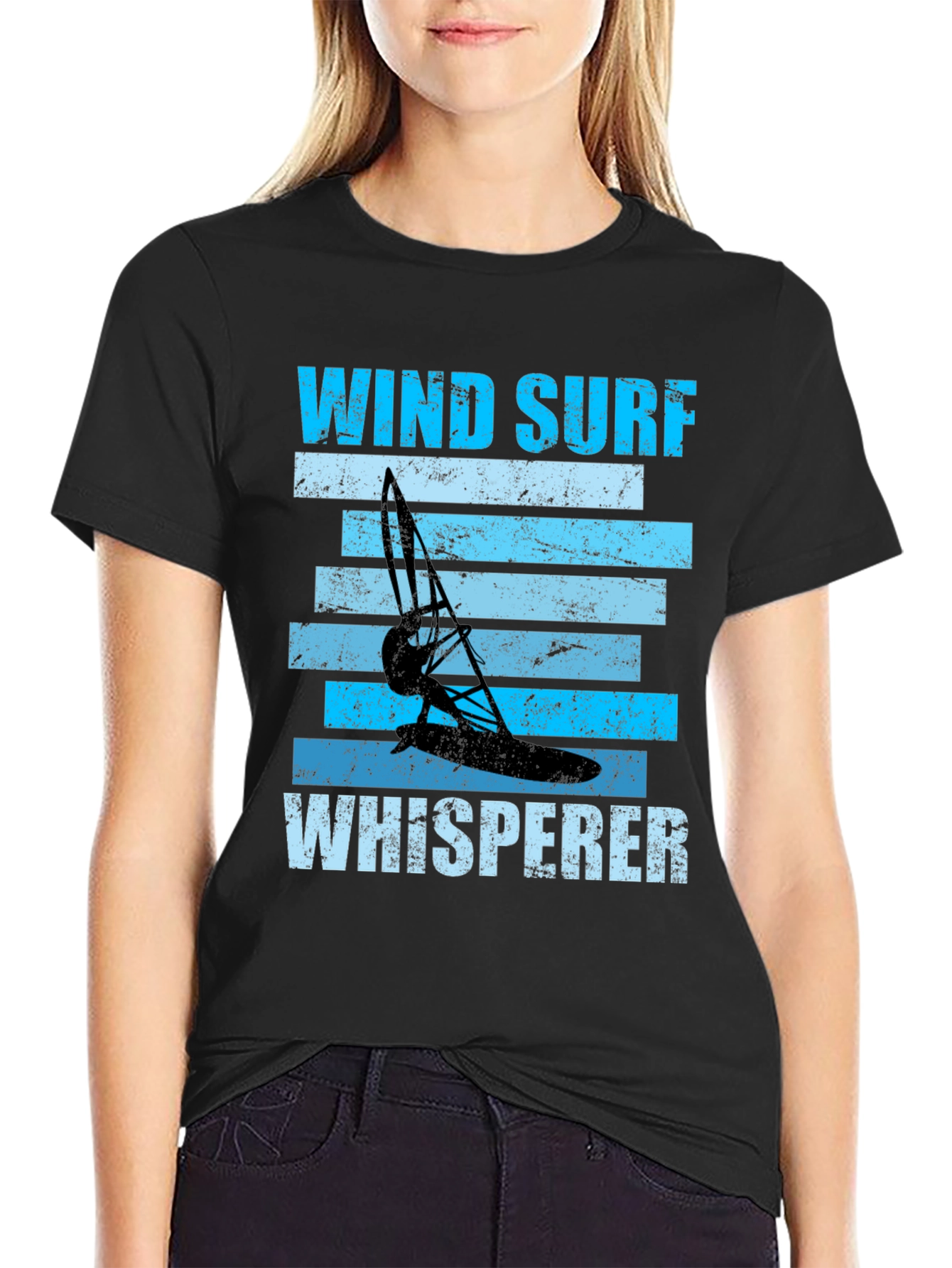 Wind Surf Whisperer Graphic Tee - Black