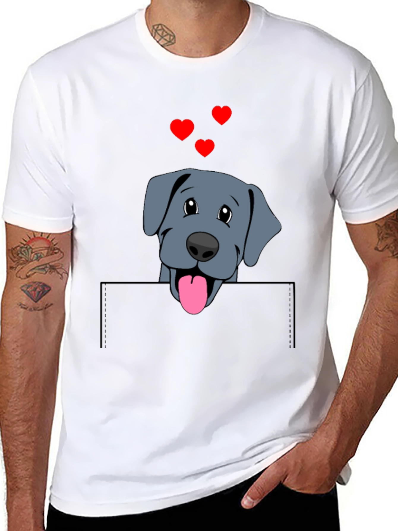 Cute Dog in Pocket T-Shirt