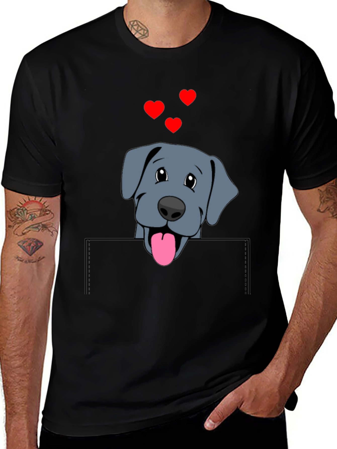 Cute Dog in Pocket T-Shirt