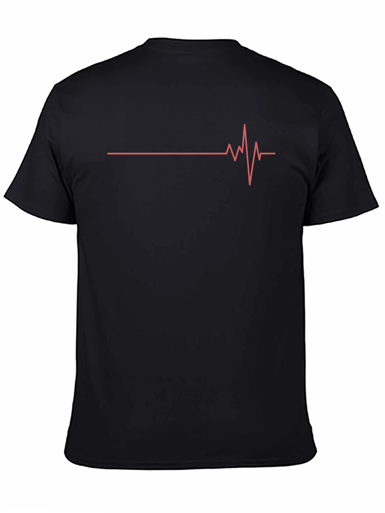 Mens Black T-Shirt with Heartbeat Graphic