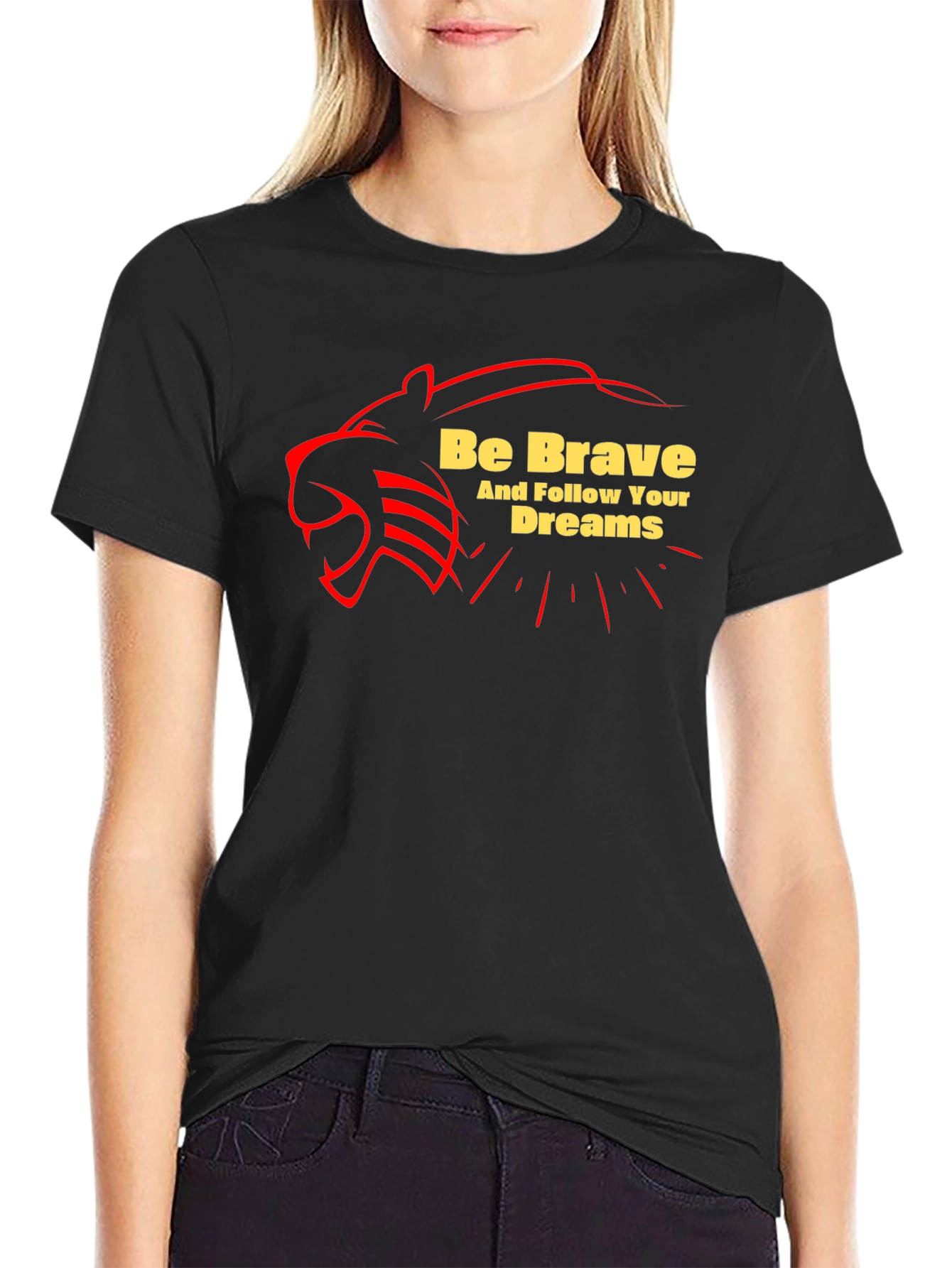 Brave Dreams Graphic Tee - Bold Black T-Shirt