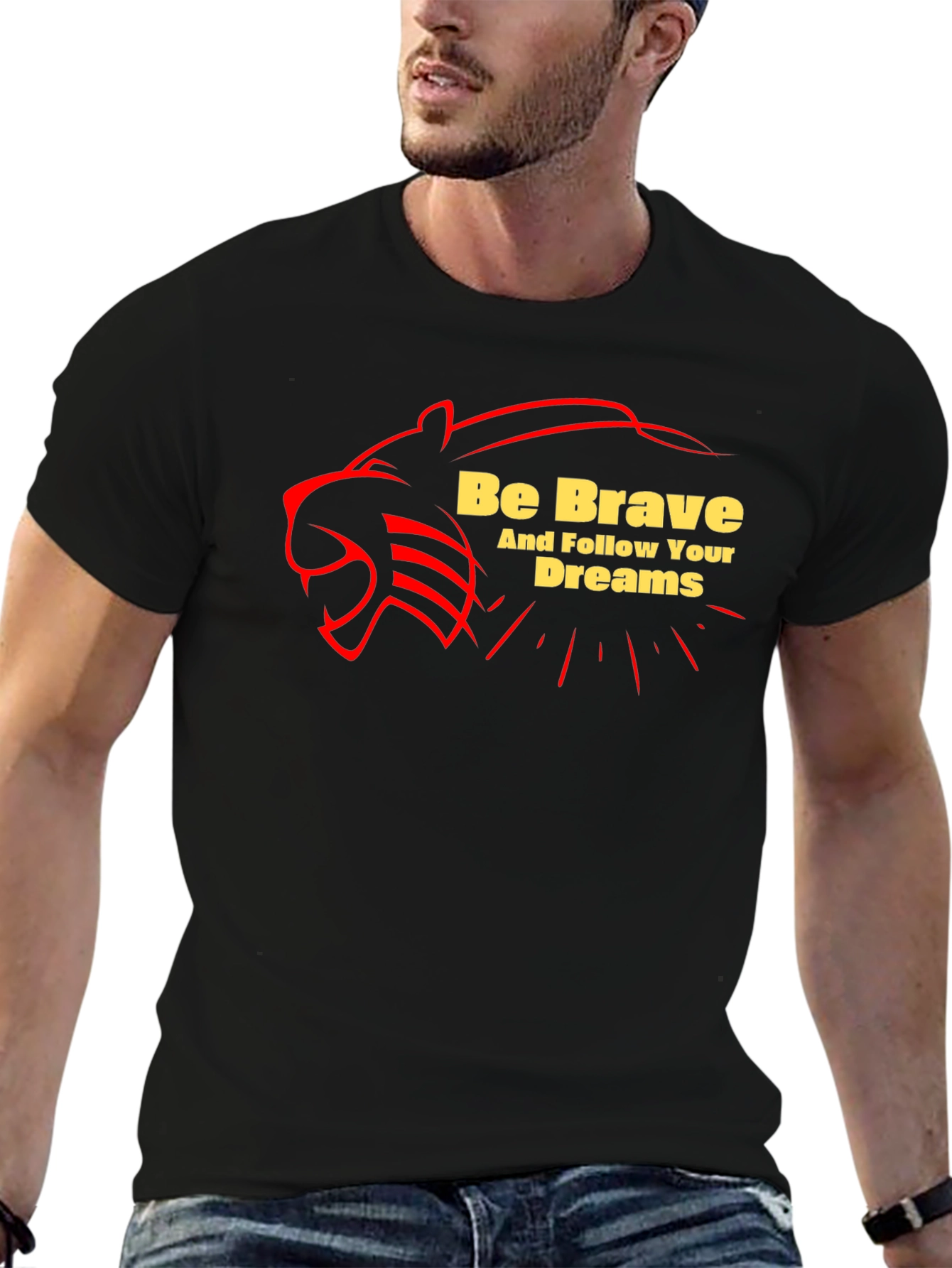 Brave Dreams Graphic Tee - Bold Black T-Shirt