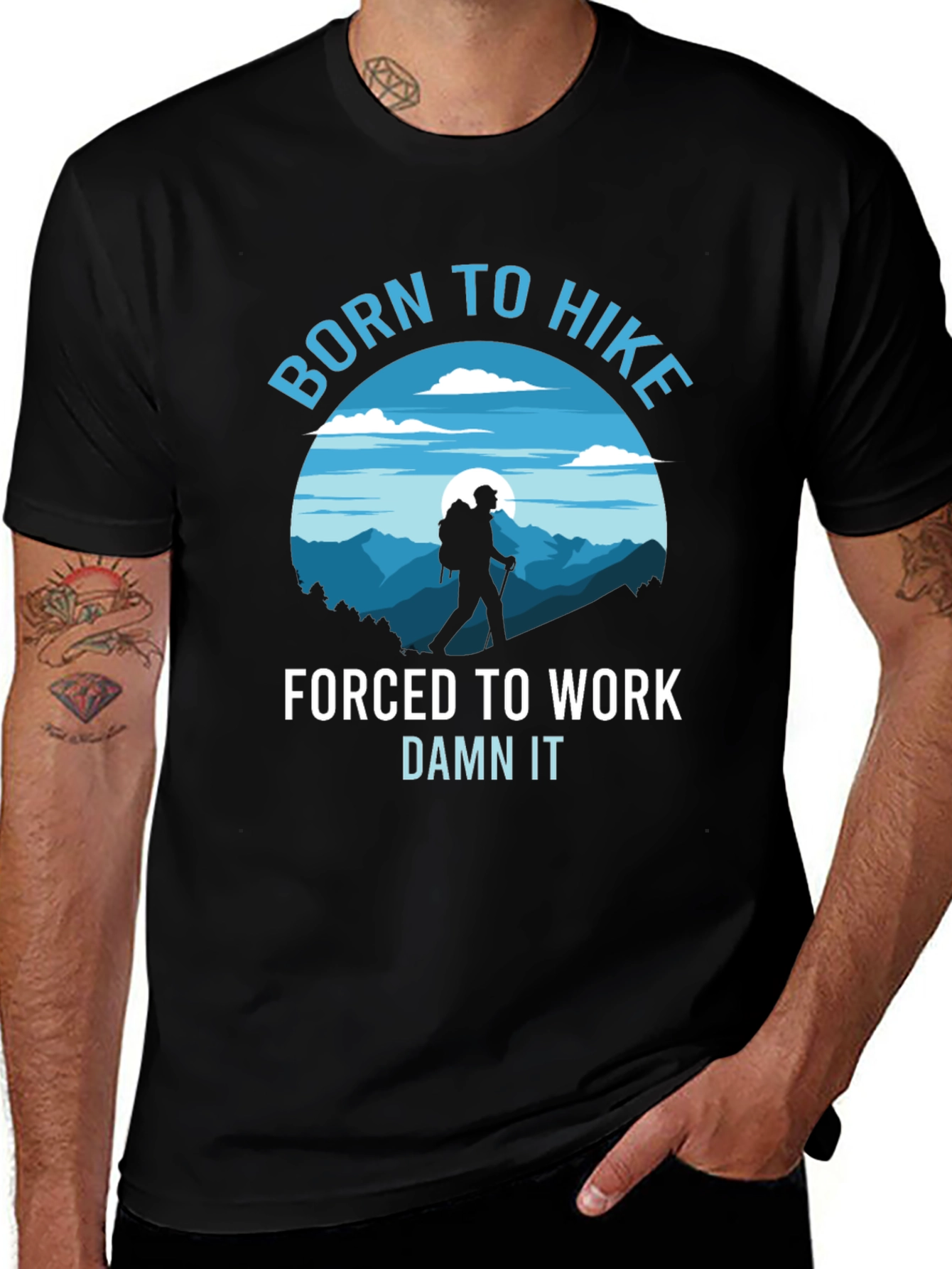 Born to Hike Mens Black Graphic T-Shirt