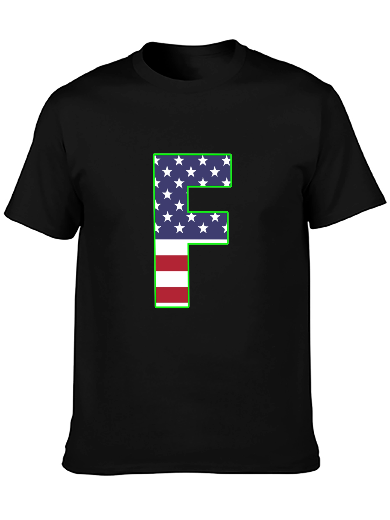 Patriotic Letter F T-Shirt - American Flag Design