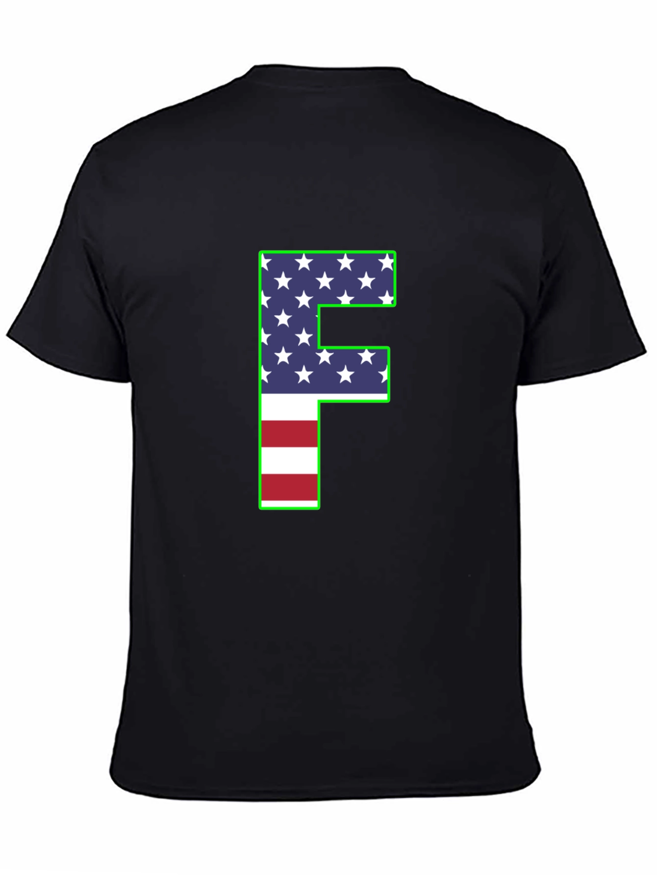 Patriotic Letter F T-Shirt - American Flag Design