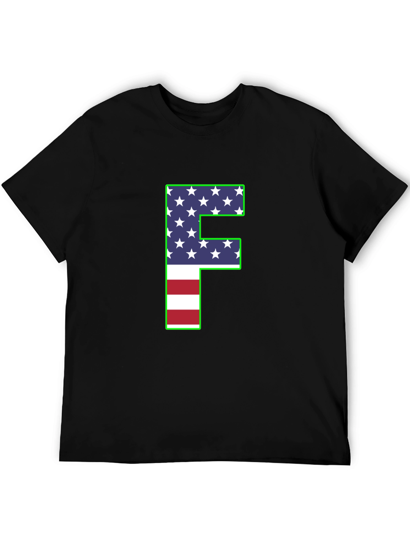 Patriotic Letter F T-Shirt - American Flag Design