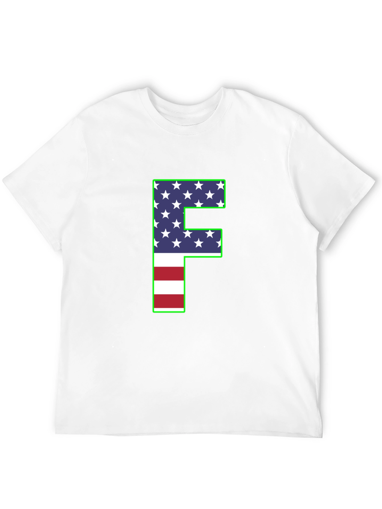 Patriotic Letter F T-Shirt - American Flag Design