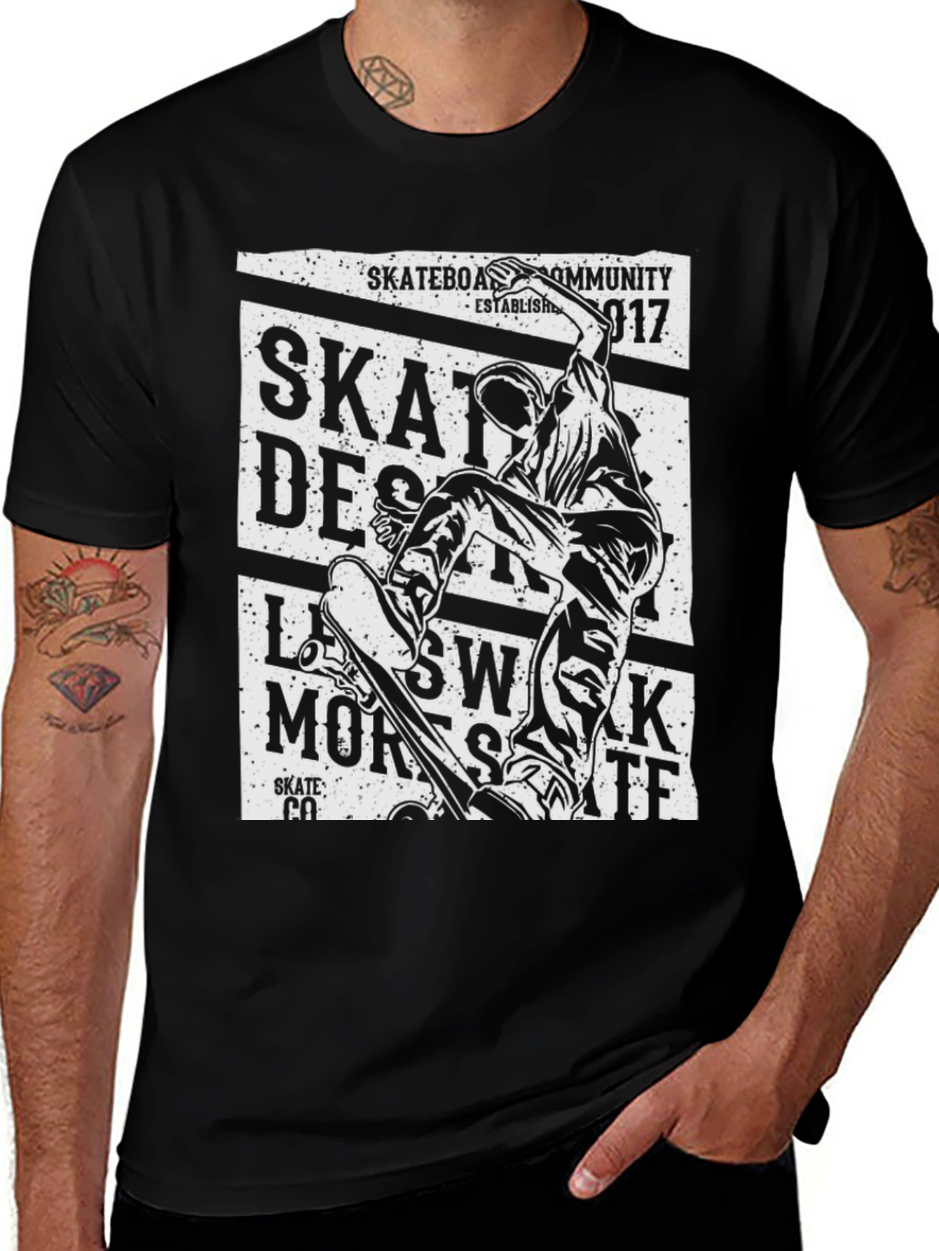 Skateboarding T-Shirt - Black Graphic Tee