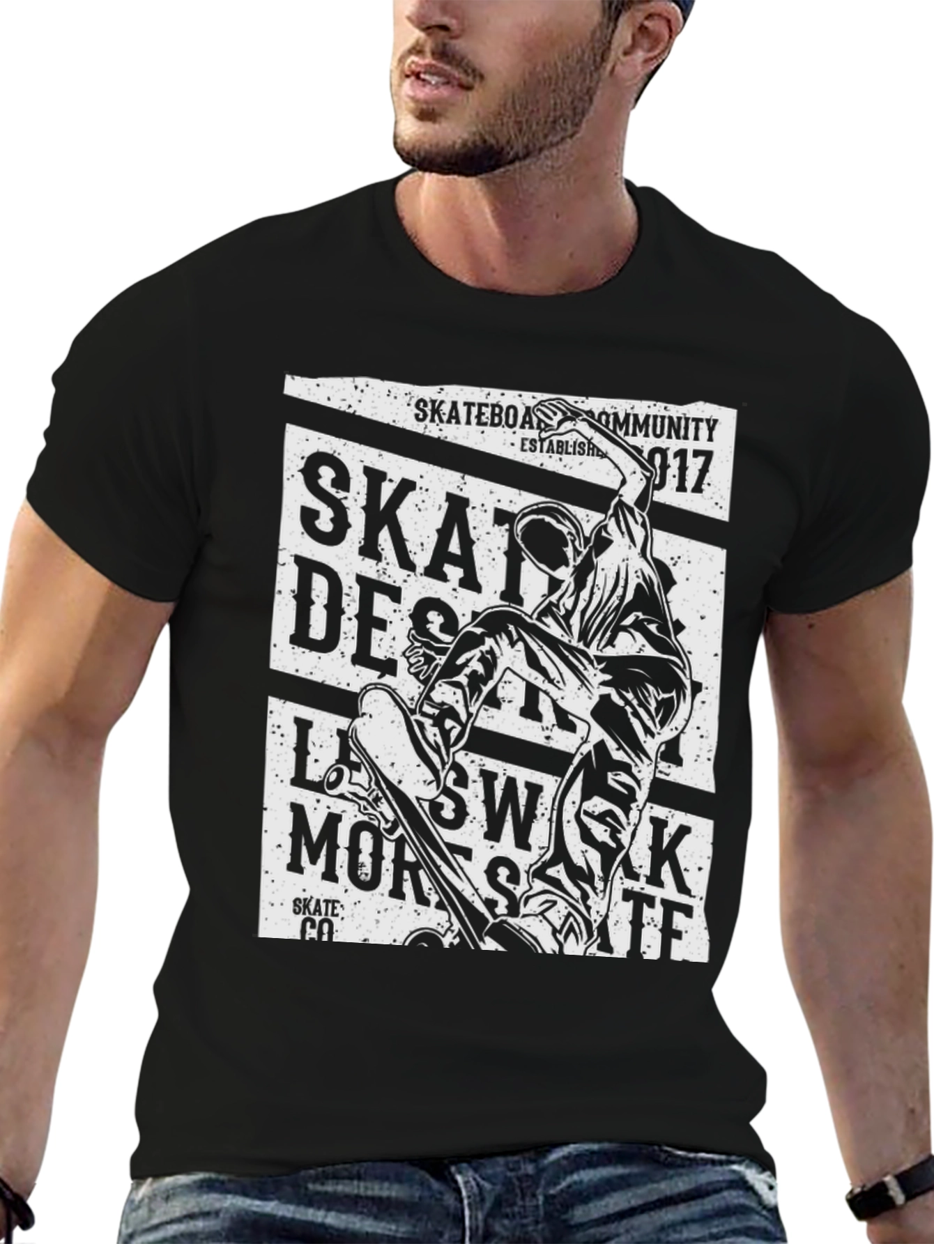 Skateboarding T-Shirt - Black Graphic Tee