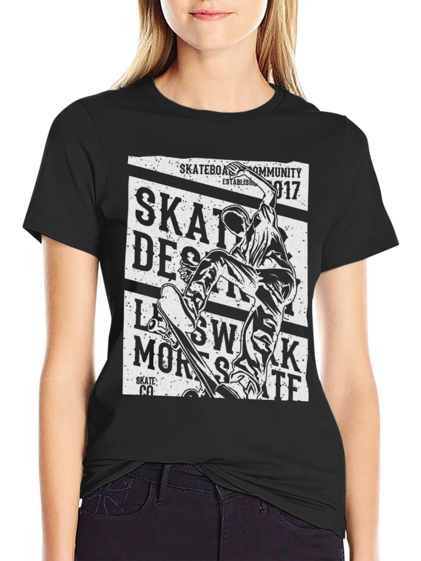 Skateboarding T-Shirt - Black Graphic Tee