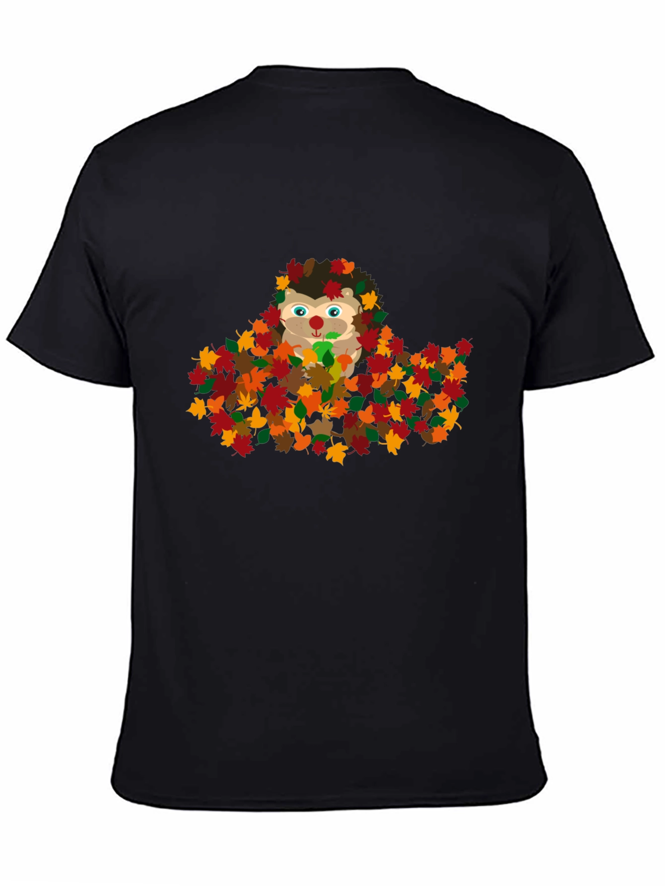Cute Hedgehog in Fall Leaves Graphic T-Shirt