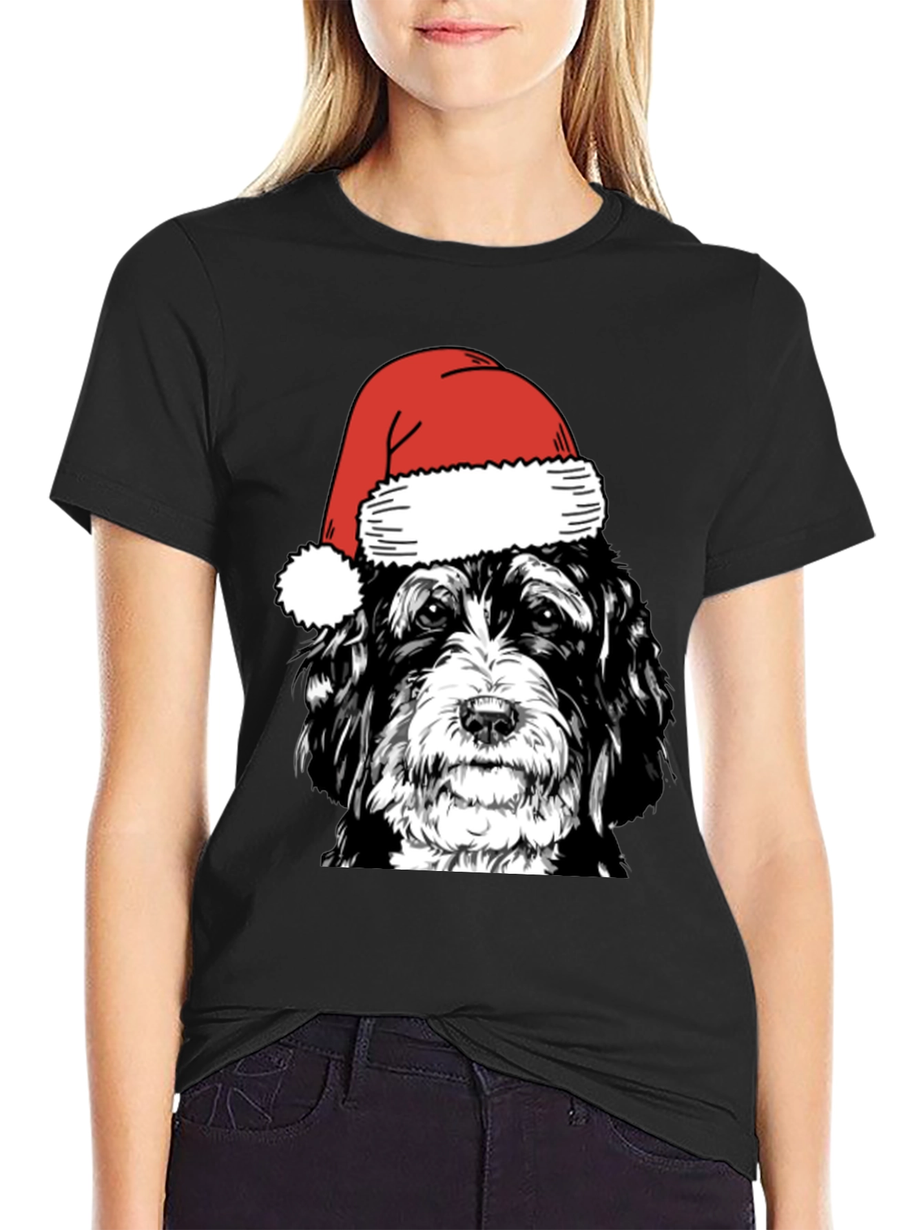 Christmas Dog Santa Hat T-Shirt