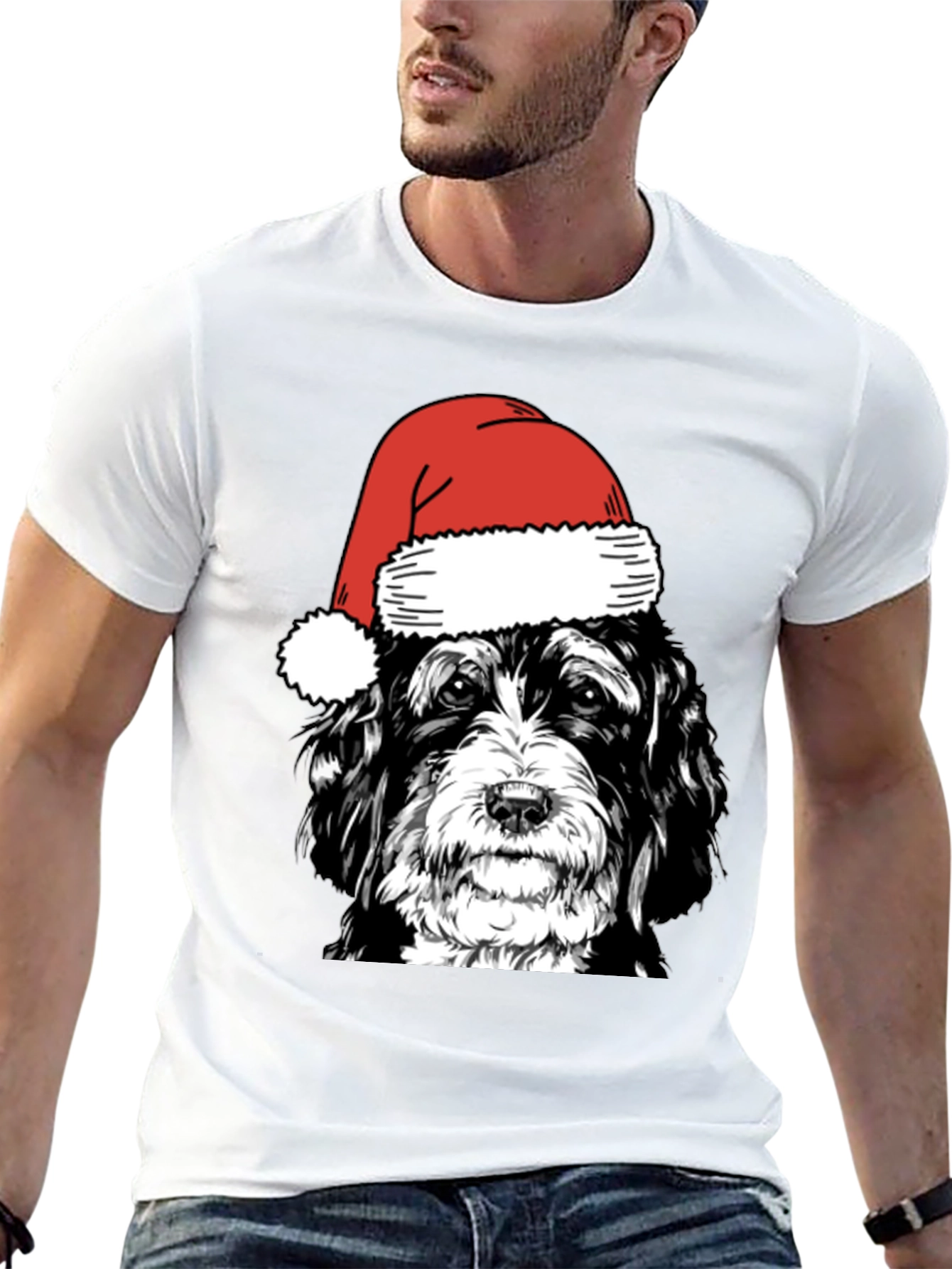 Christmas Dog Santa Hat T-Shirt
