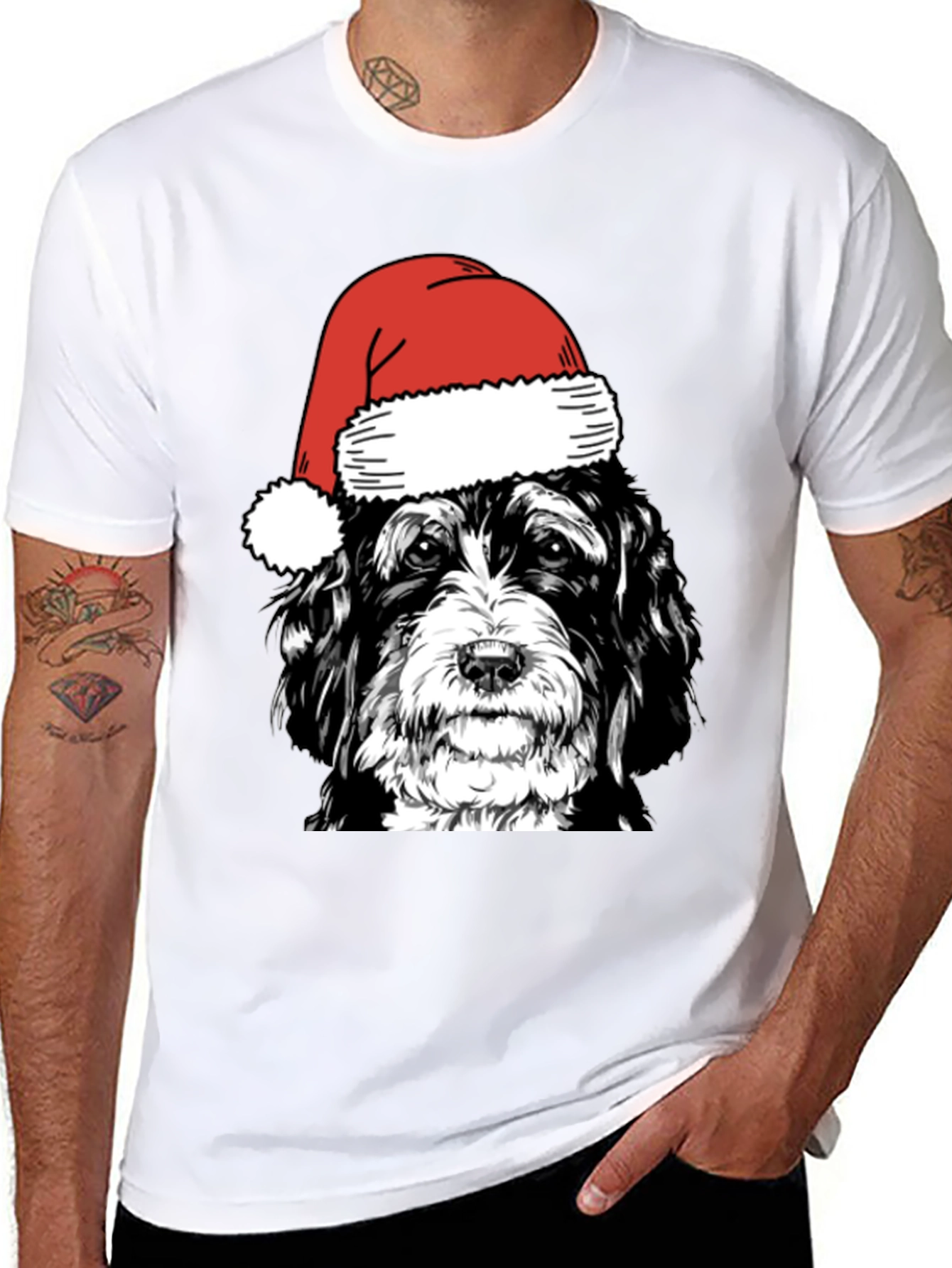 Christmas Dog Santa Hat T-Shirt